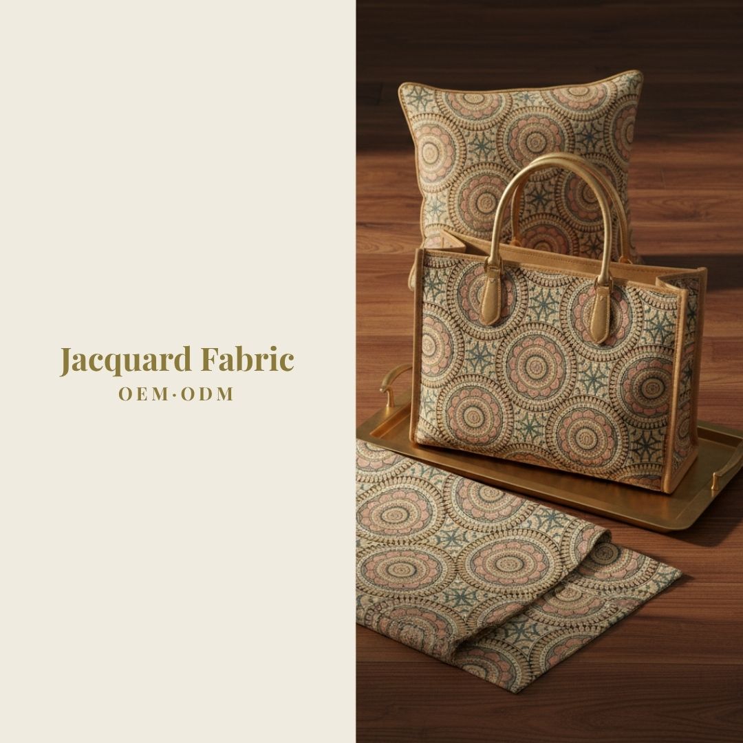 Sandy Gold Geometric Mandala Medallion Jacquard Fabric 335gsm