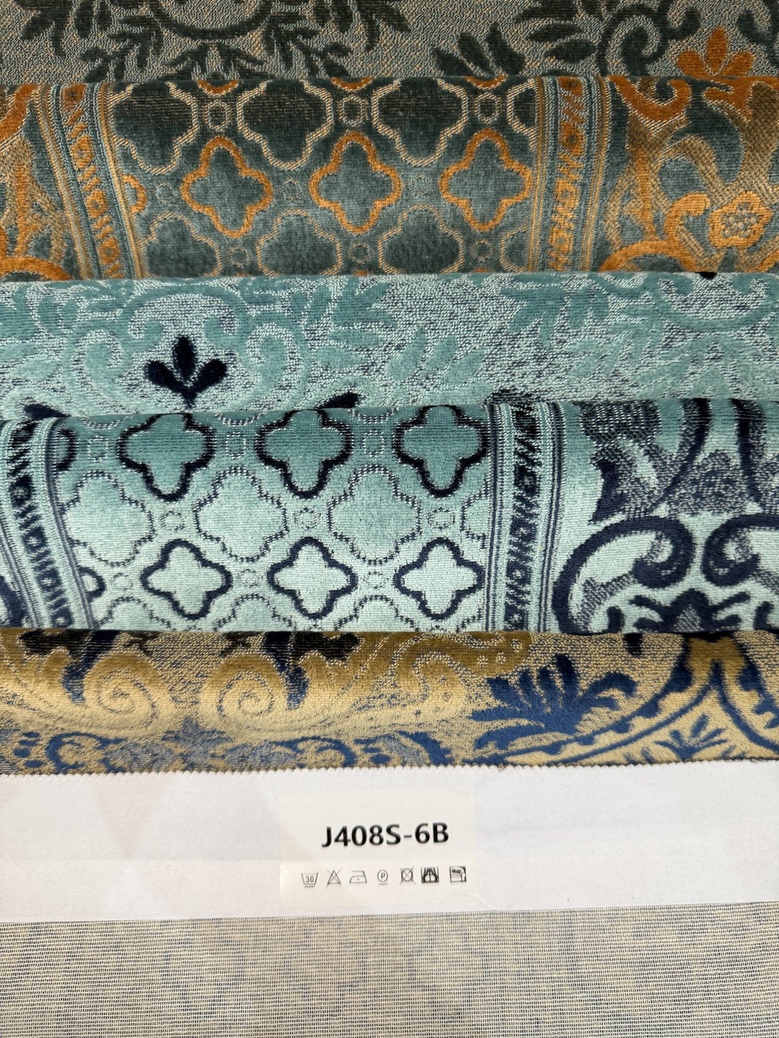 Ornamental Geometric Cut Velvet Upholstery Fabric Sofa & Upholstery Fabric