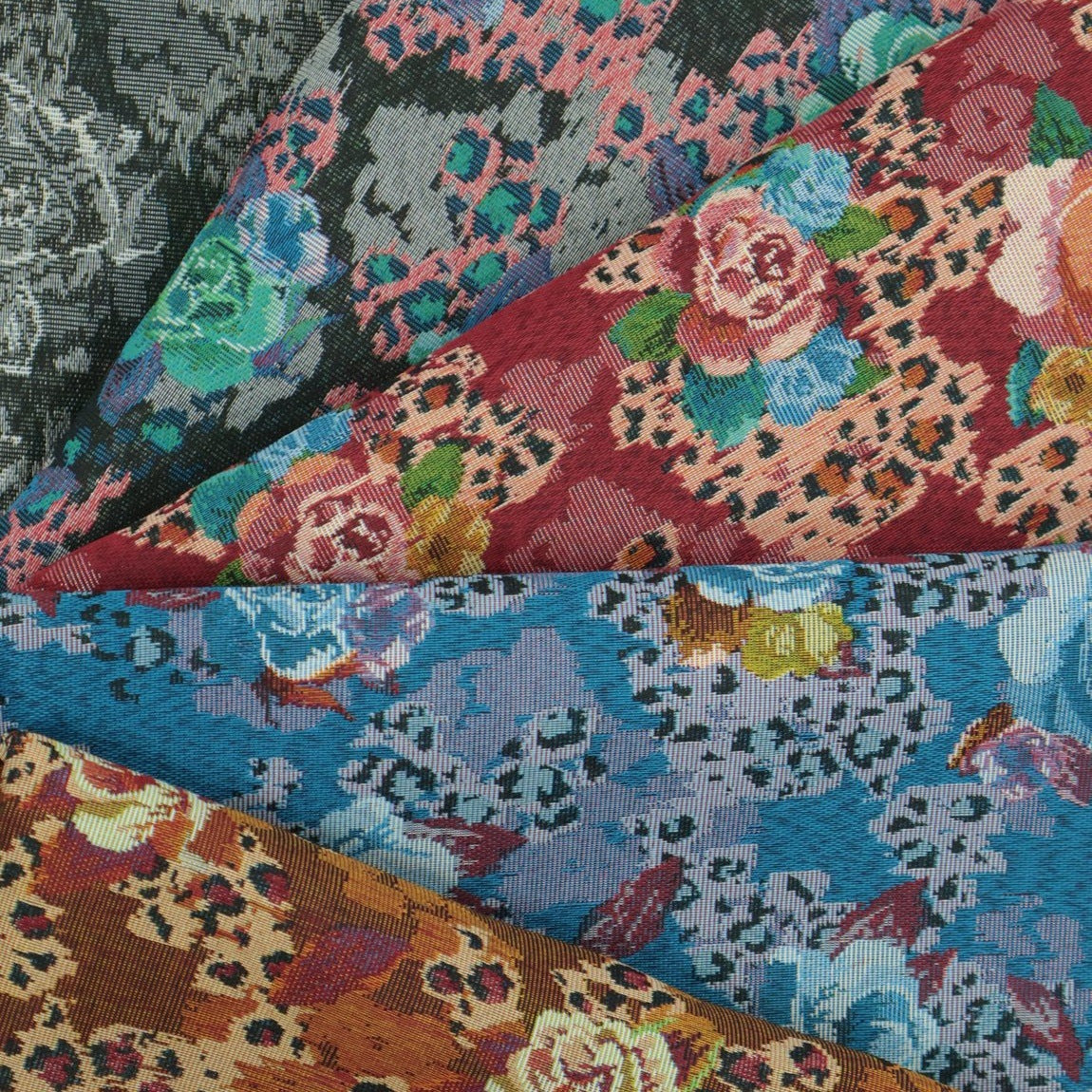 Vintage Rose Jacquard Sofa Curtain Fabric front overview, one photographed colorway from the mill card