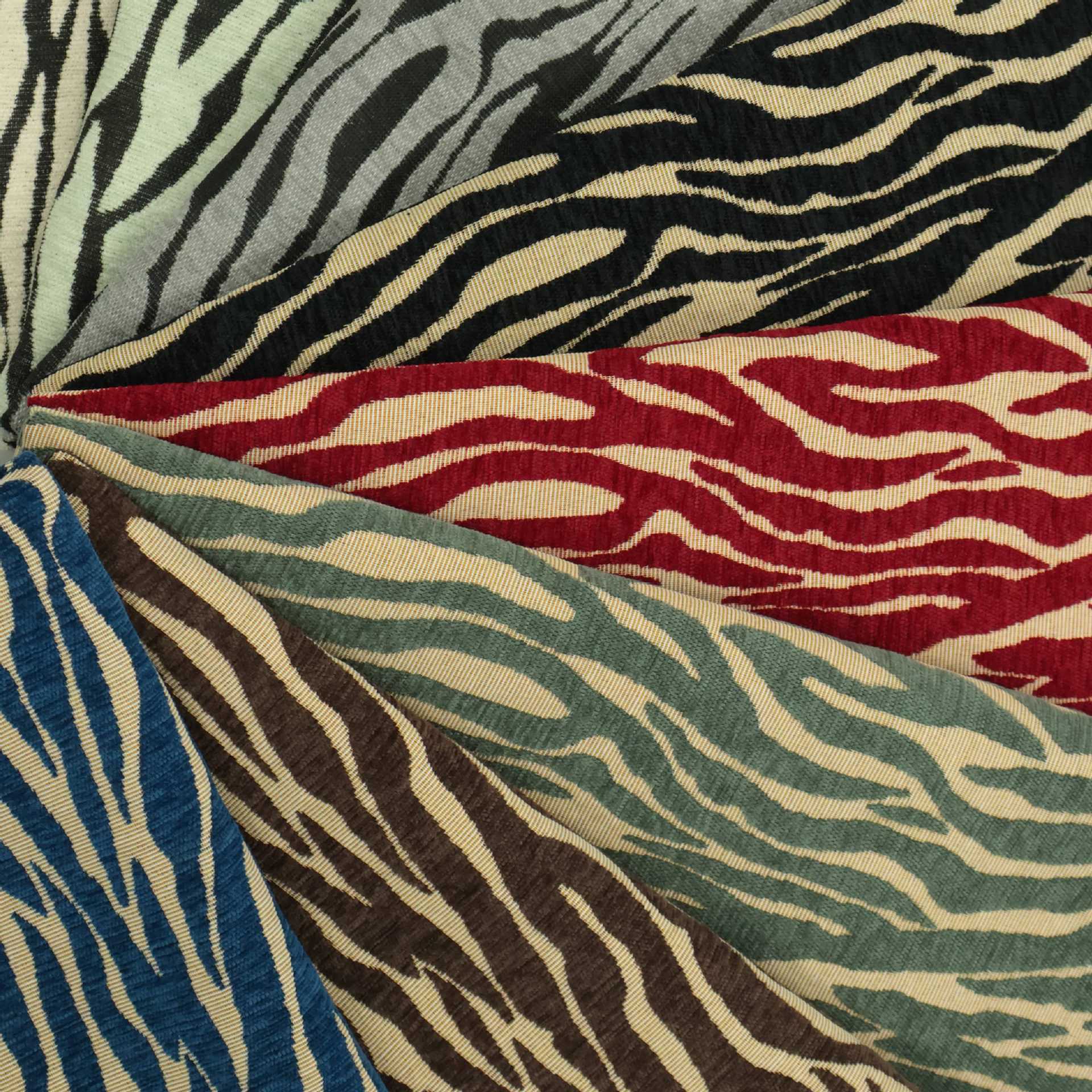 Zebra Wave Chenille Jacquard Sofa Fabric front overview, one photographed colorway from the mill card