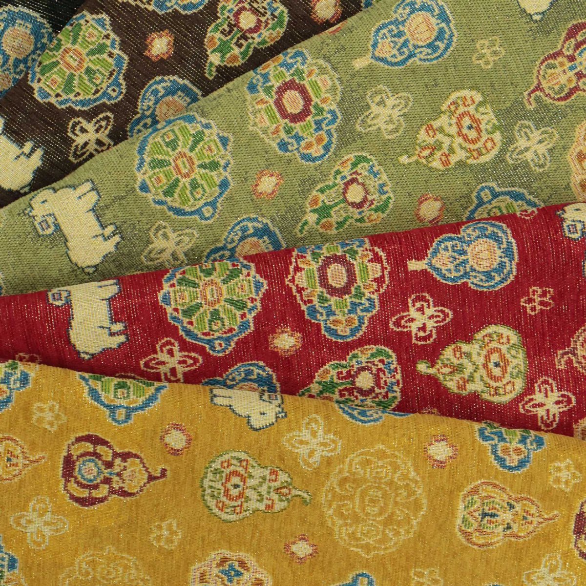 Zodiac Ram Chenille Jacquard Cushion Fabric front overview, one photographed colorway from the mill card