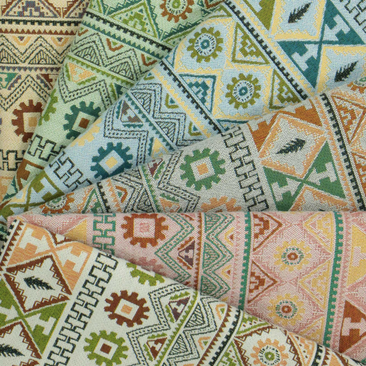 Geometric Plush Jacquard Sofa Cushion Fabric front overview, one photographed colorway from the mill card
