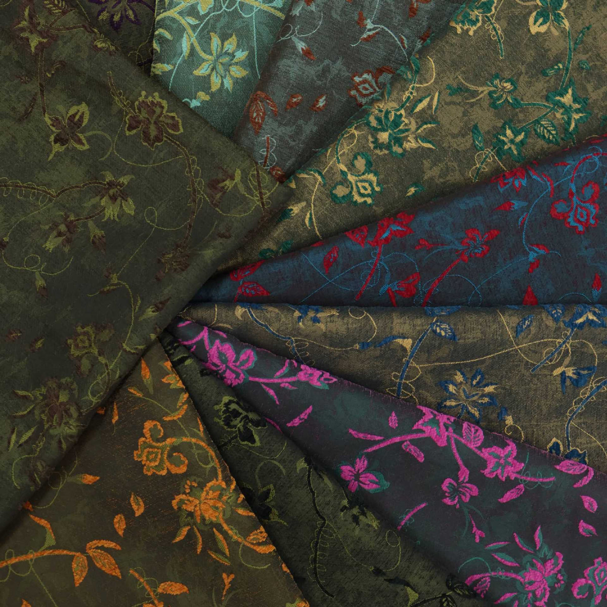 Wisteria Chenille Jacquard Upholstery Fabric front overview, one photographed colorway from the mill card