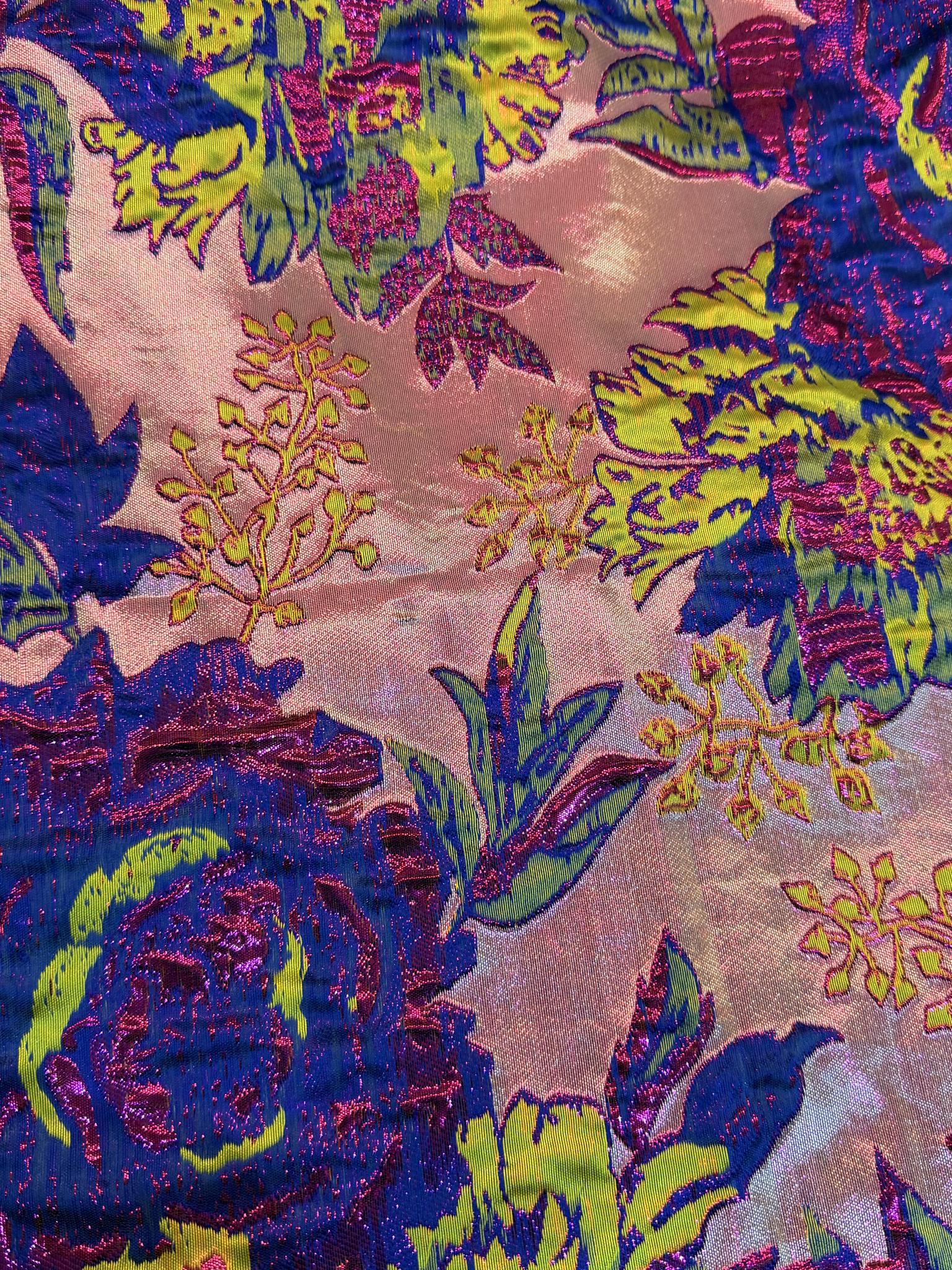 3D Metallic Rose Jacquard Apparel Fabric Brocade Jacquard Fabric