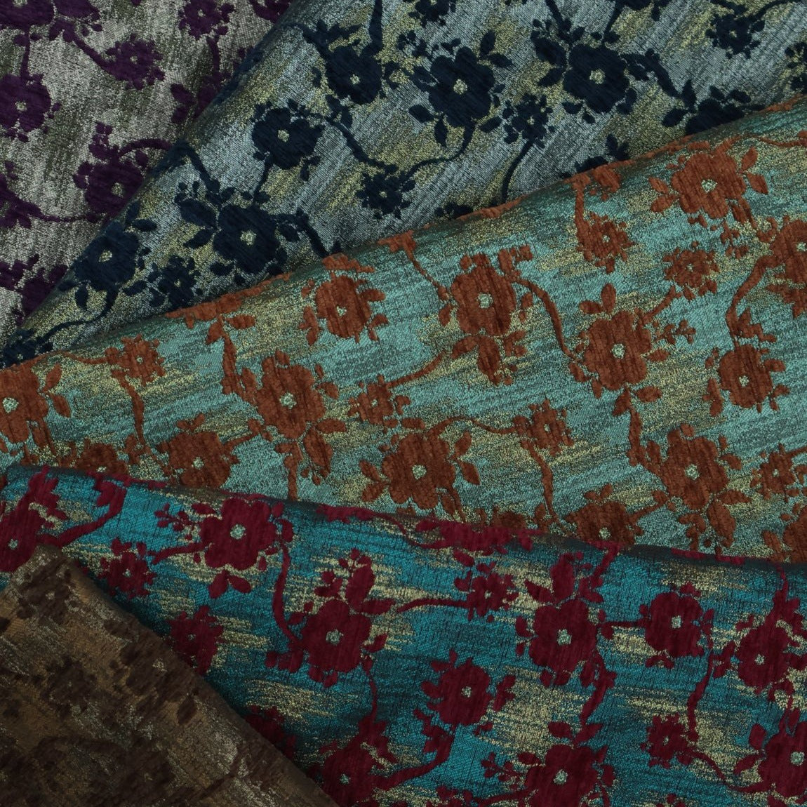 Cottage Floral Chenille Jacquard Upholstery Fabric additional mill colorway or face 2
