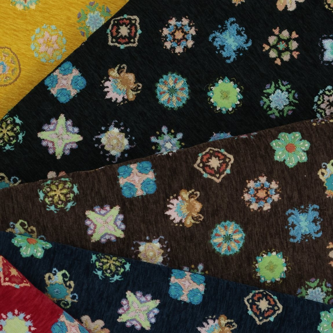 Boho Medallion Chenille Jacquard Upholstery Fabric additional mill colorway or face 2