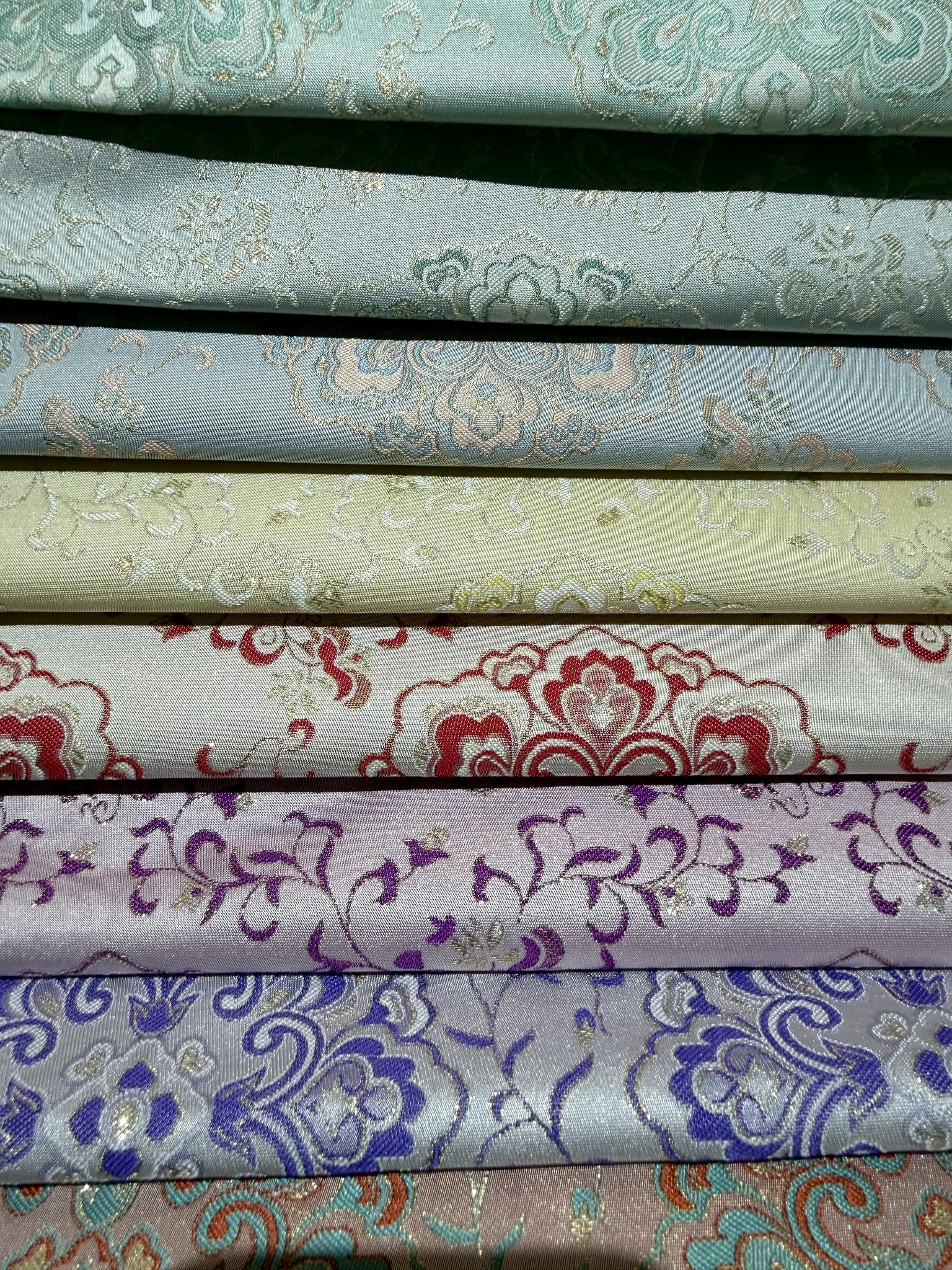 SJ160 Customizable Songjin-Style Polyester Brocade Jacquard Fabric Jacquard Apparel Fabric