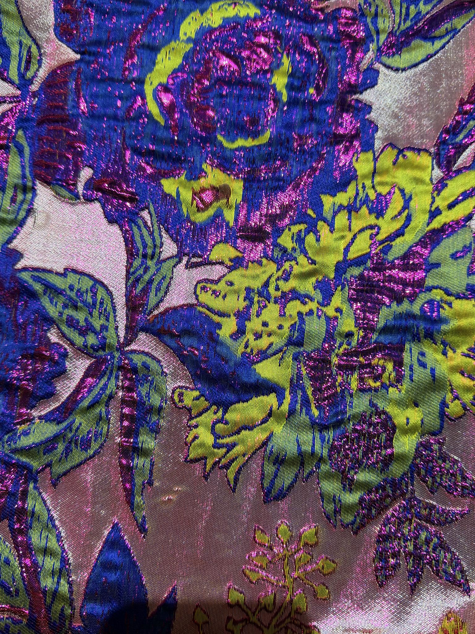 3D Metallic Rose Jacquard Apparel Fabric Brocade Jacquard Fabric
