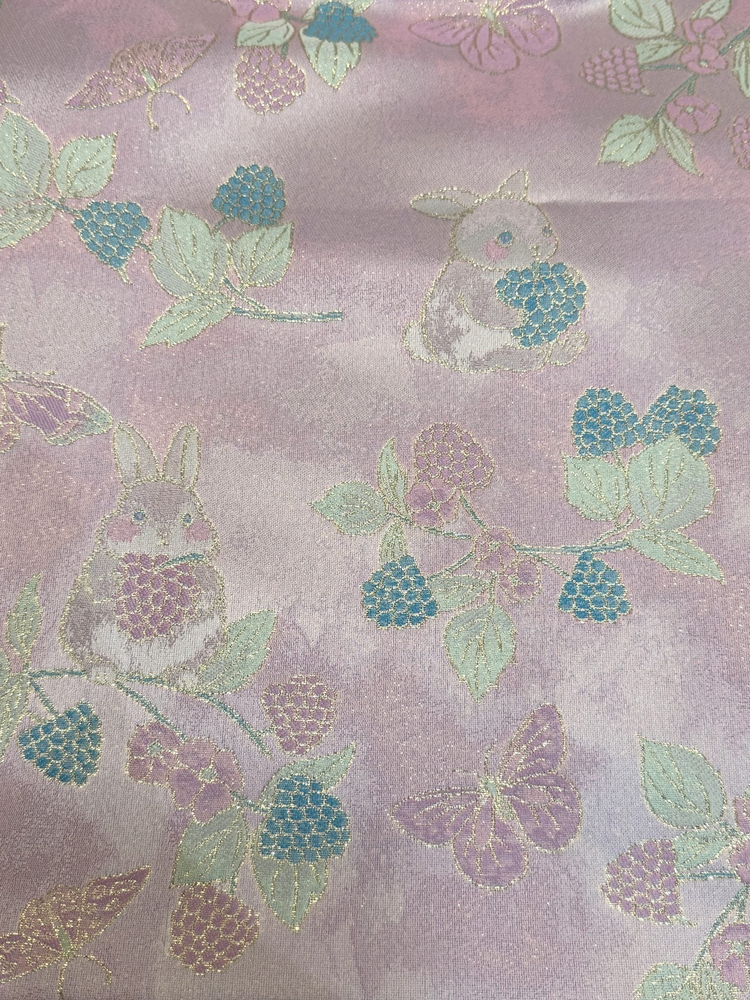 Ivory Bunny Botanical Berry Jacquard Fabric Jacquard Apparel Fabric