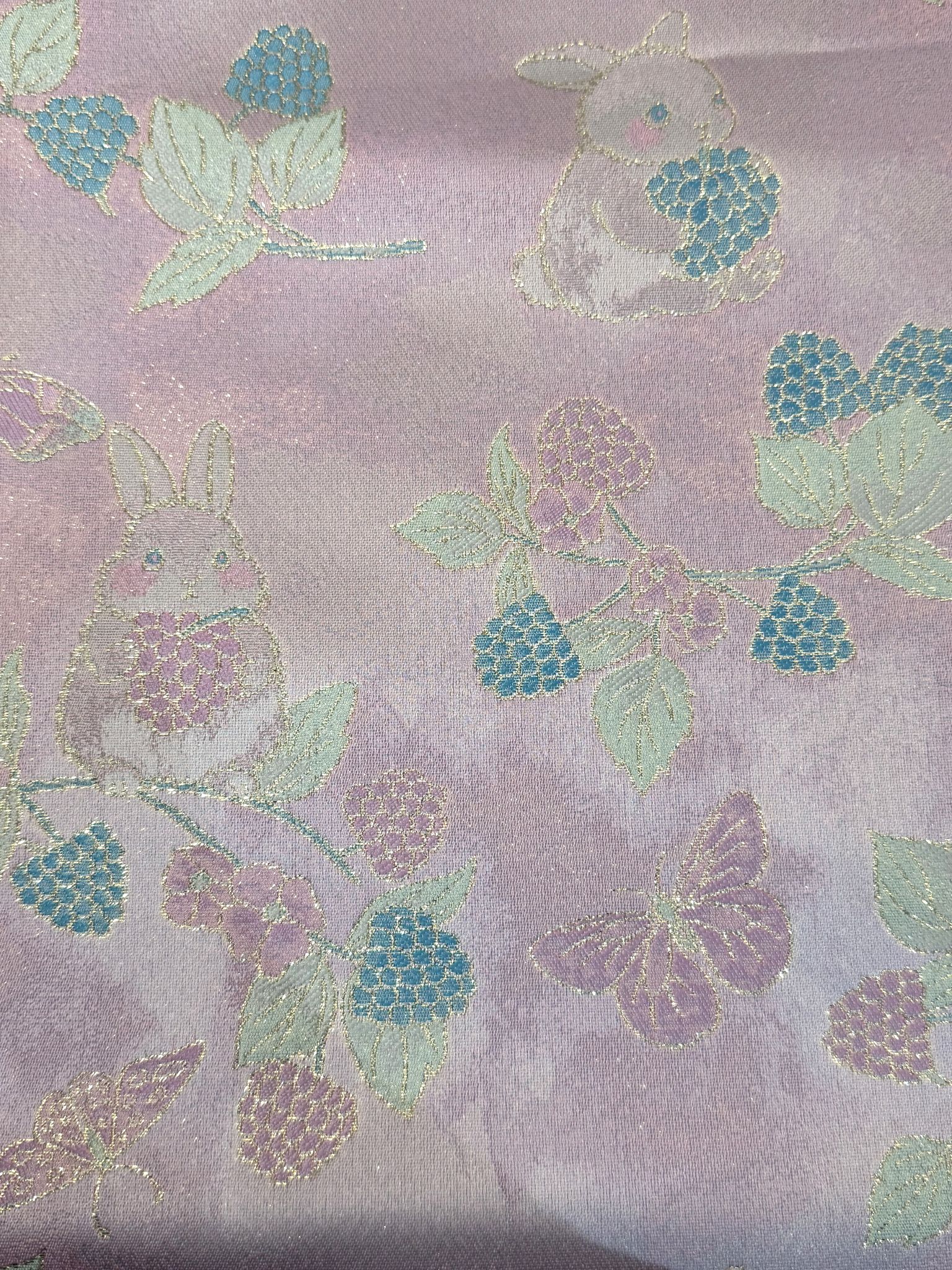 Ivory Bunny Botanical Berry Jacquard Fabric Jacquard Apparel Fabric