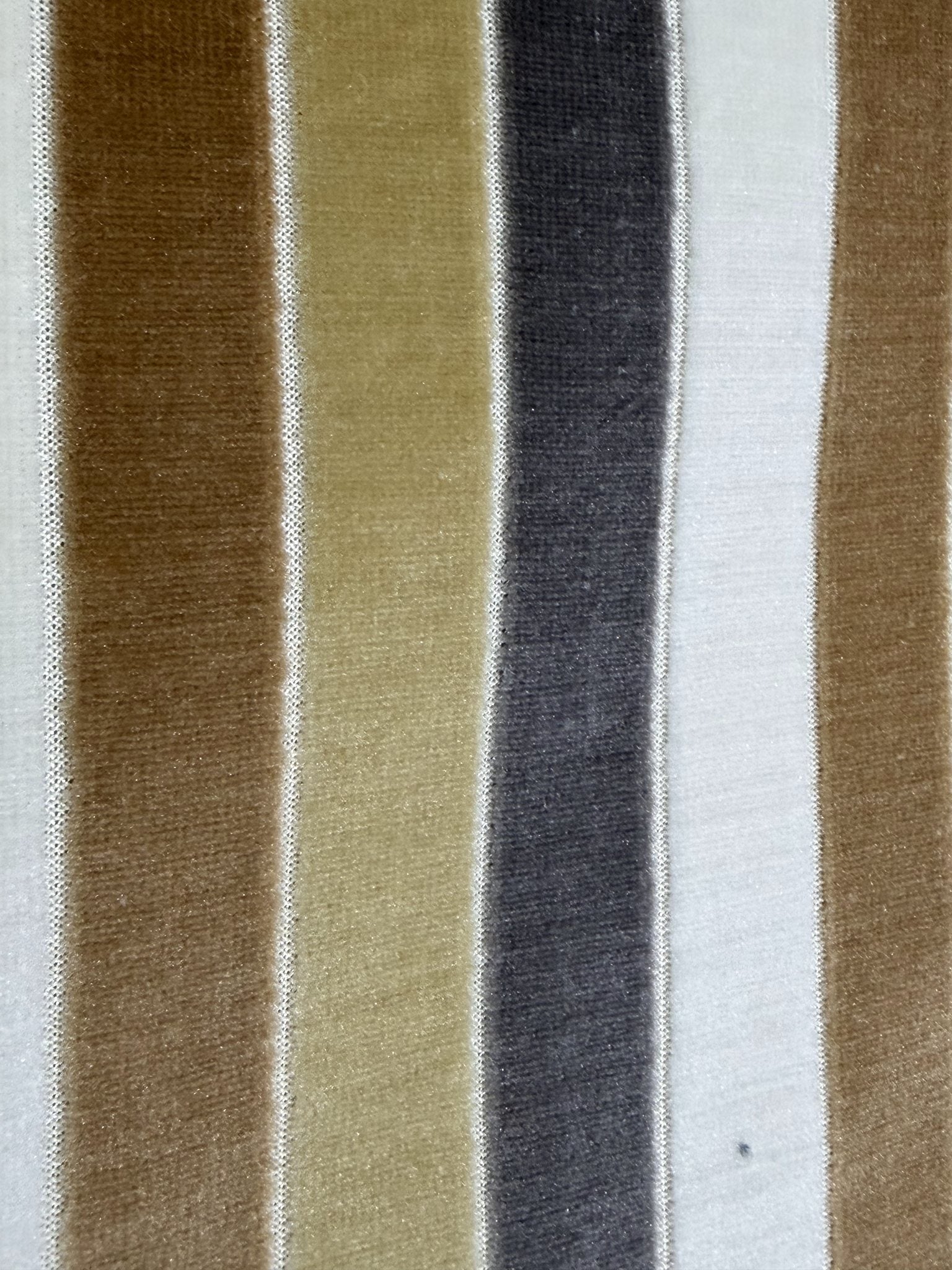Wide earth-tone stripe cut velvet jacquard