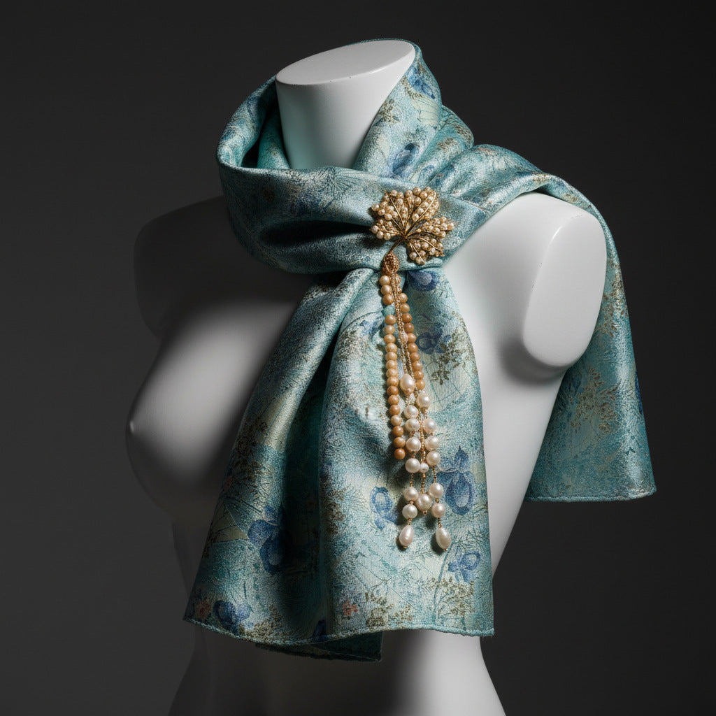 GJ6013 jacquard fabric scarf application concept