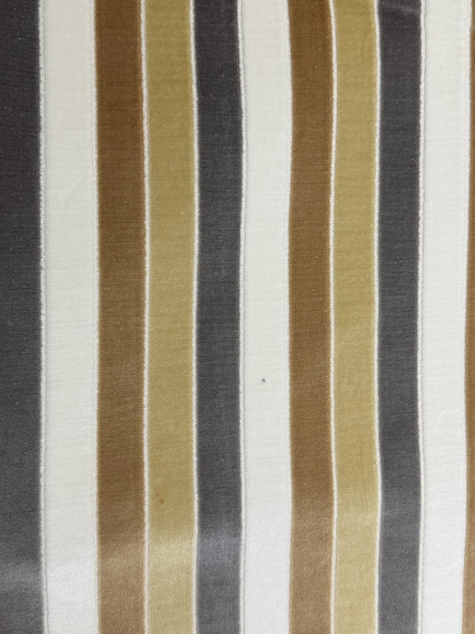 Narrow earth-tone stripe cut velvet jacquard