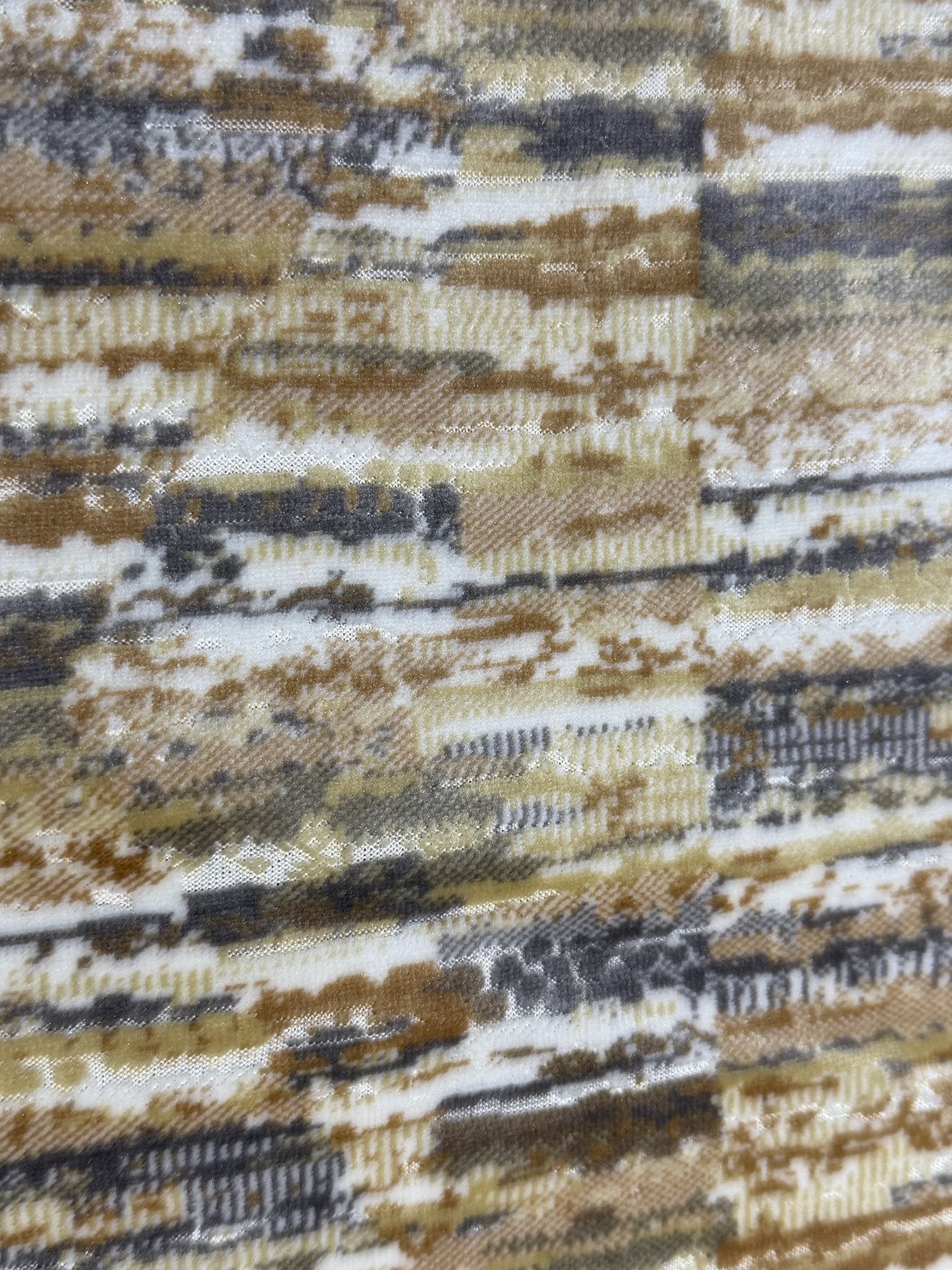 Distressed horizontal-stripe cut velvet jacquard