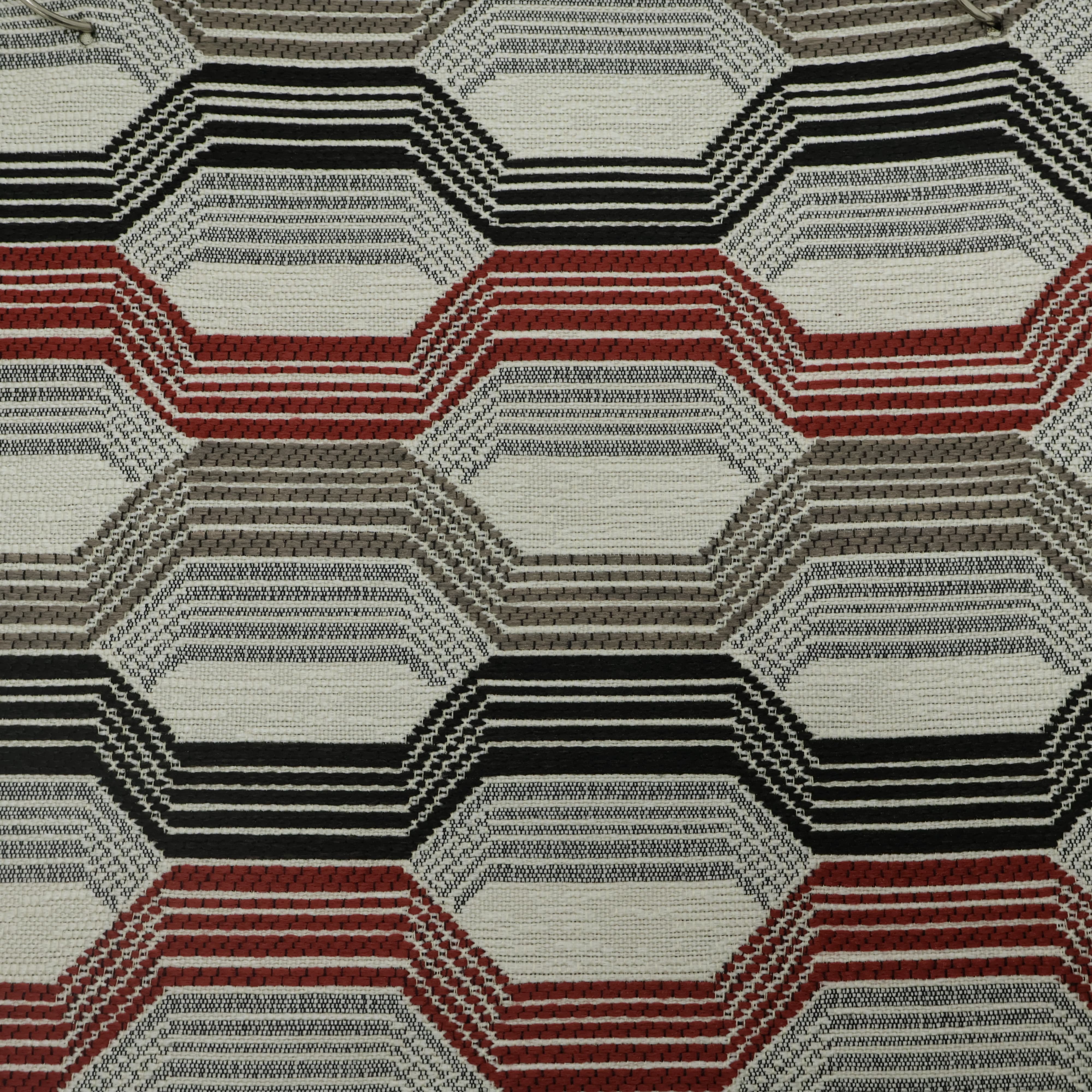Black Red Hexagon Jacquard Fabric Sofa & Upholstery