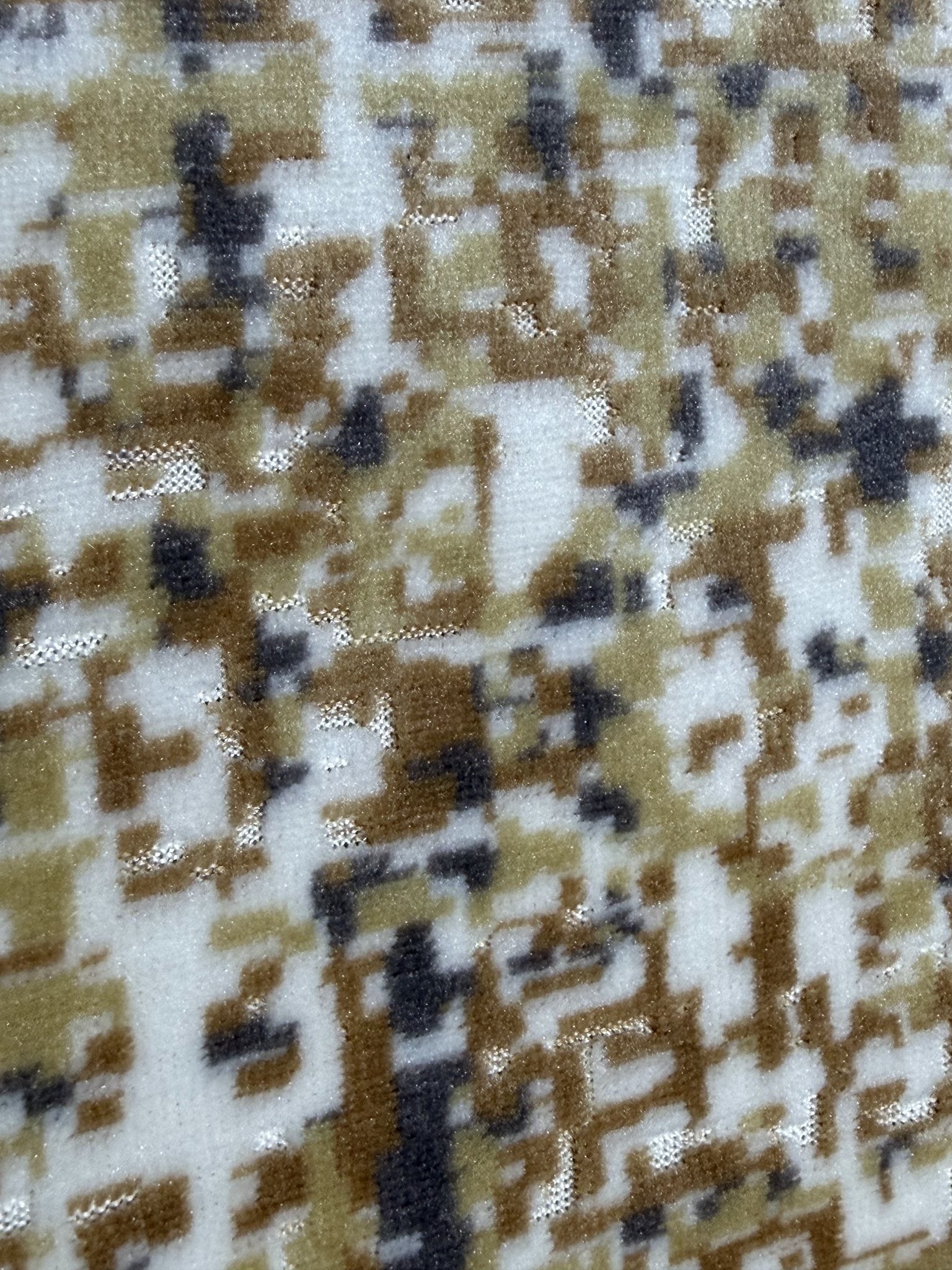 Pixel-camo cut velvet jacquard close-up