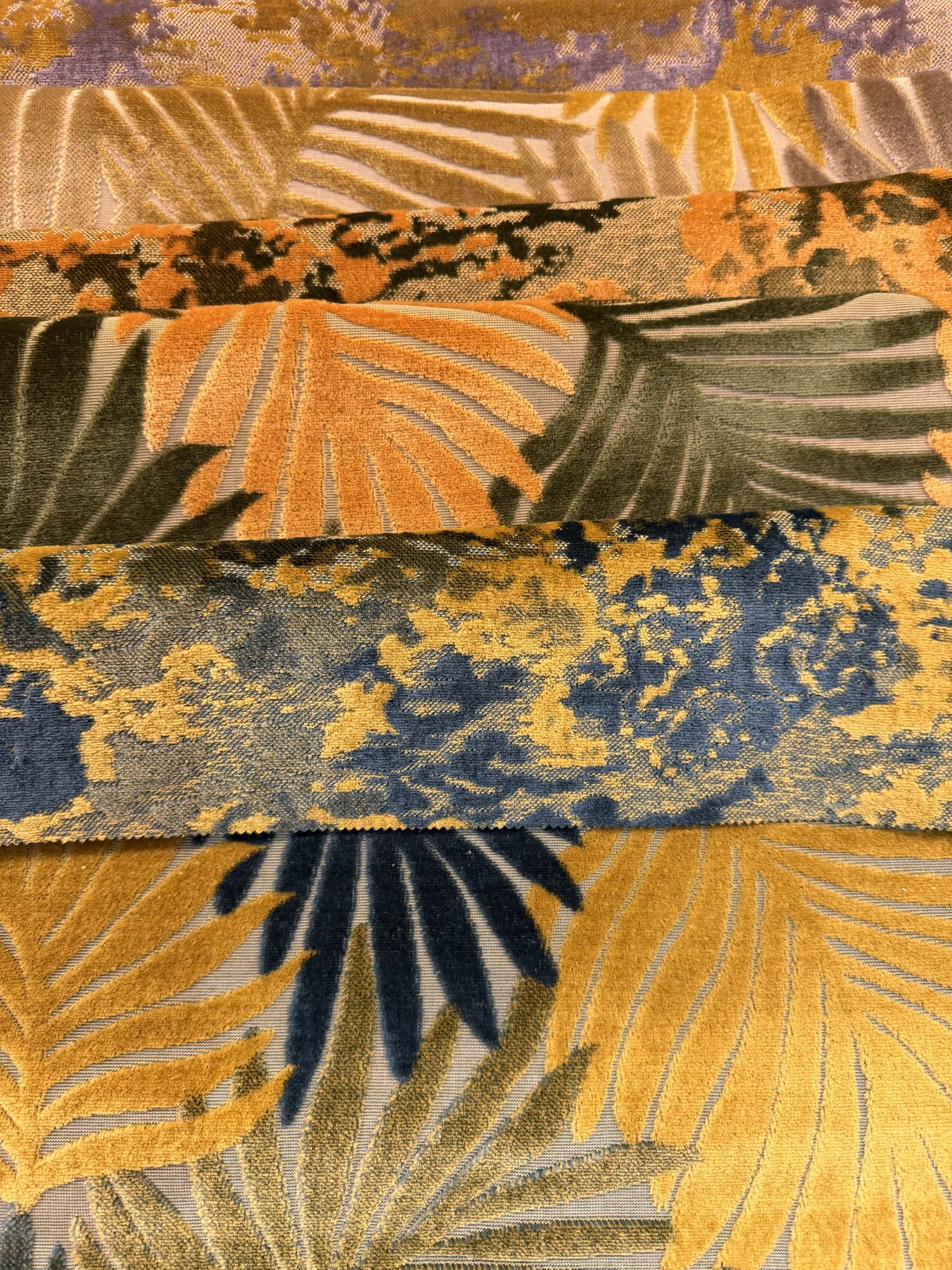 Tropical Leaf Cut Velvet Upholstery Fabric Sofa & Upholstery Fabric