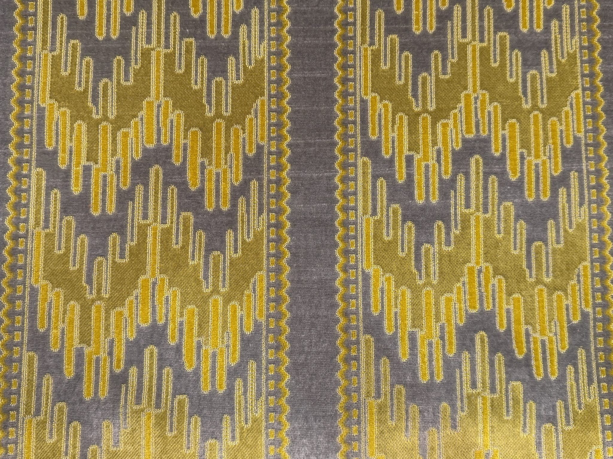 Damask Stepped Geometric Cut Velvet Upholstery Fabric Sofa & Upholstery Fabric