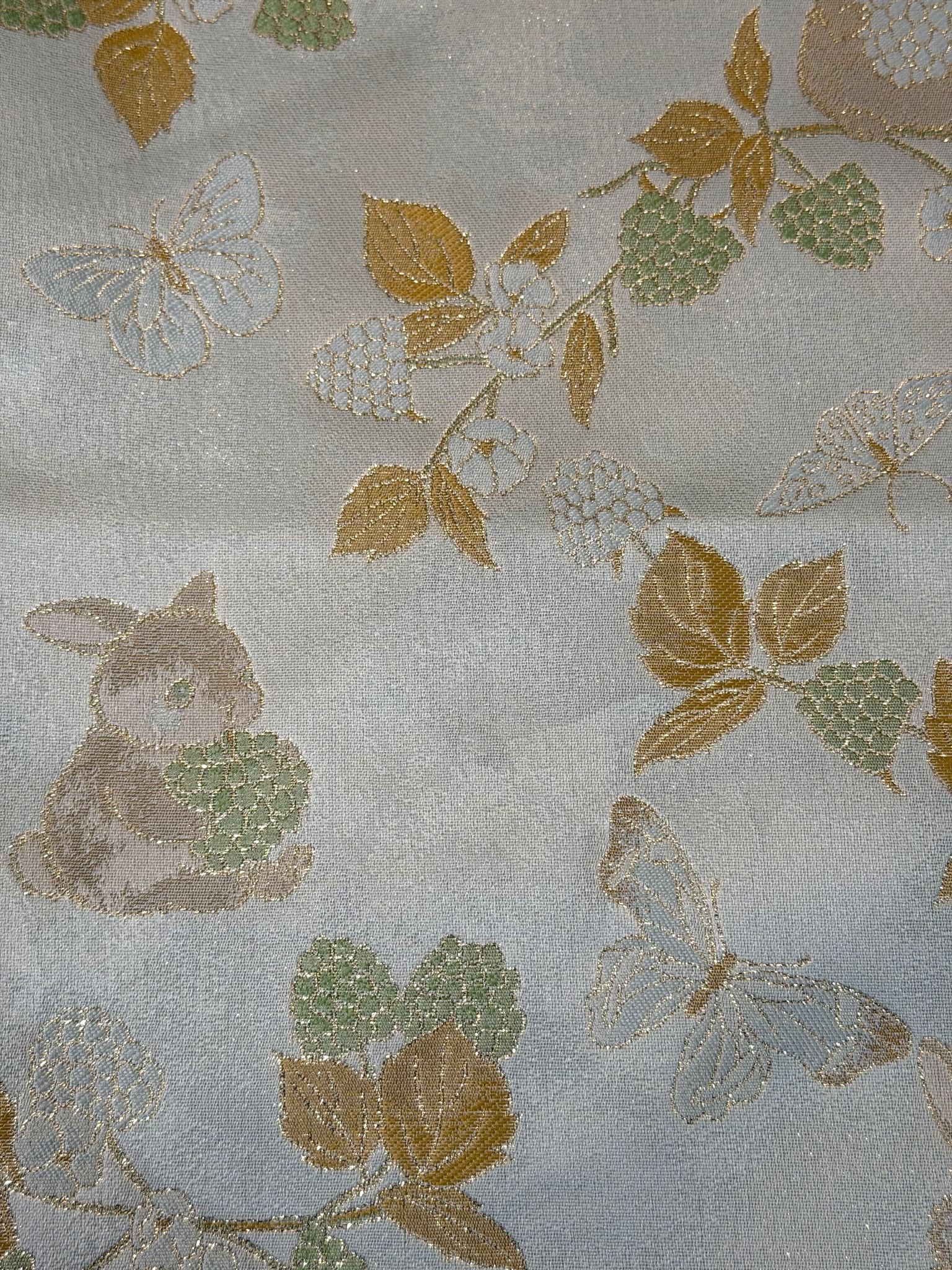 Ivory Bunny Botanical Berry Jacquard Fabric Jacquard Apparel Fabric