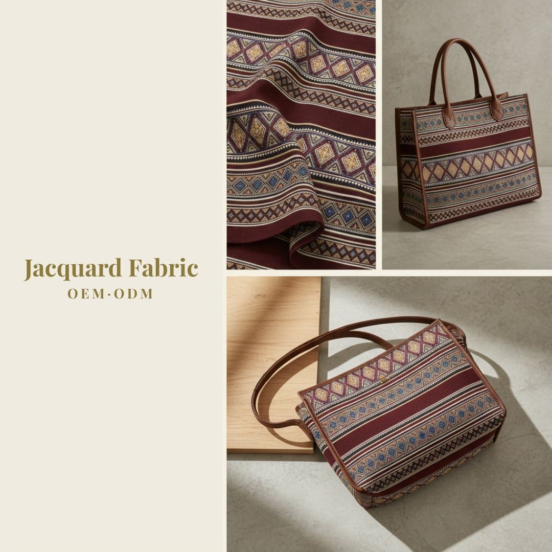 Multicolor Ethnic Geometric Diamond Stripe Jacquard Fabric | Cotton-Polyester | 150cm | Wholesale OEM Custom Cotton-Poly Jacquard Fabric