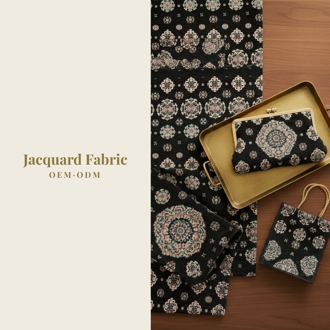 Black Persian Floral Medallion Chenille Jacquard Fabric | Chenille | 150cm | Wholesale OEM Custom Chenille Jacquard Fabric