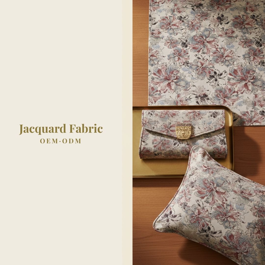 Multicolor Peony Chrysanthemum Floral Jacquard Fabric | Polyester-Cotton | 150cm | Wholesale OEM Custom Cotton-Poly Jacquard Fabric