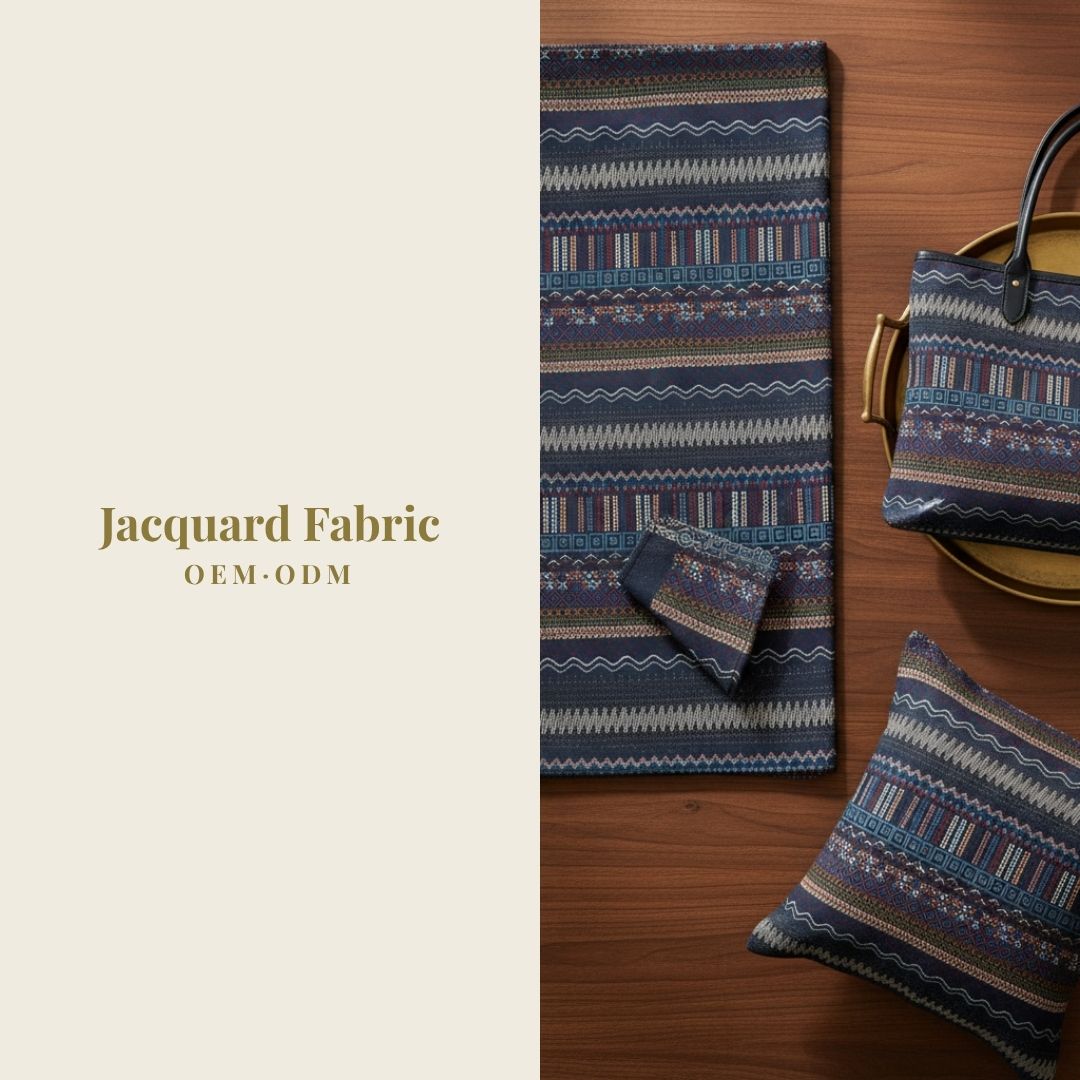 Multicolor Ethnic Multi-Element Stripe Jacquard Fabric | Cotton-Polyester | 150cm | Wholesale OEM Custom Cotton-Poly Jacquard Fabric