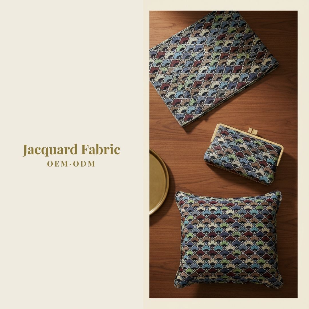 Multicolor Scallop Jacquard Woven Fabric | Polyester-Cotton | 150cm | Wholesale OEM Custom Cotton-Poly Jacquard Fabric