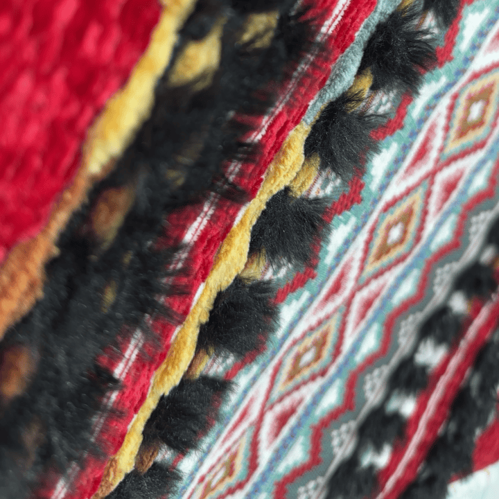 Burgundy Ethnic Geometric Chenille Jacquard Fabric Chenille Jacquard Fabric
