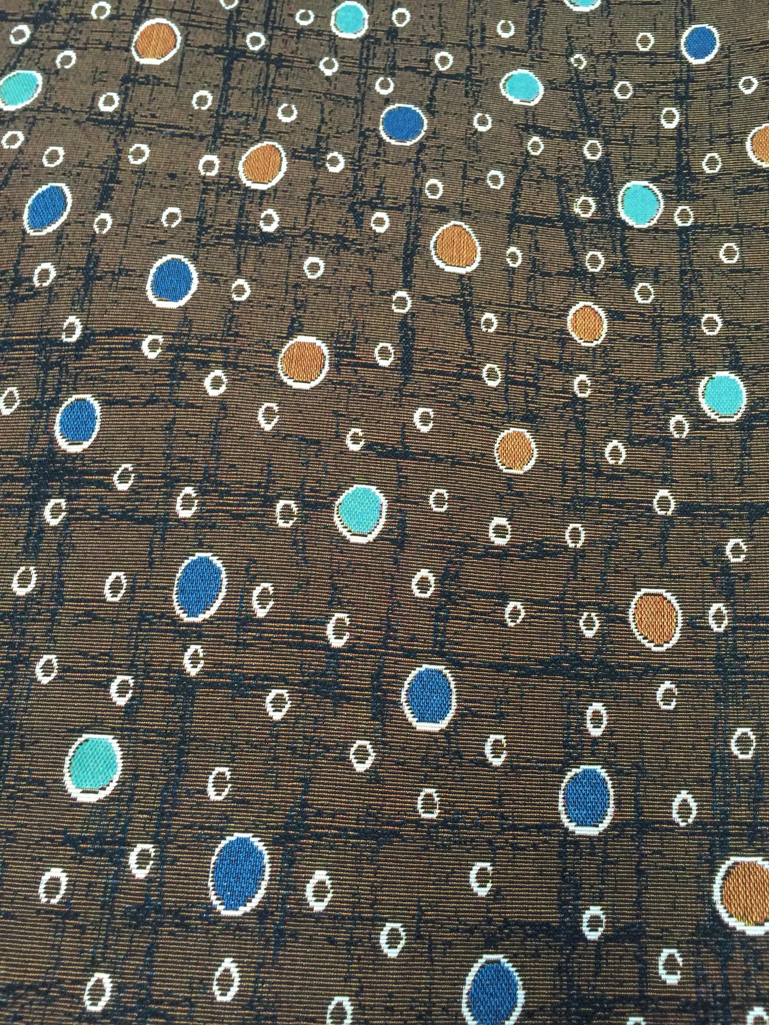Mid-Century Scattered Circle Jacquard Decorative Fabric, U501B coffee colorway fabric face