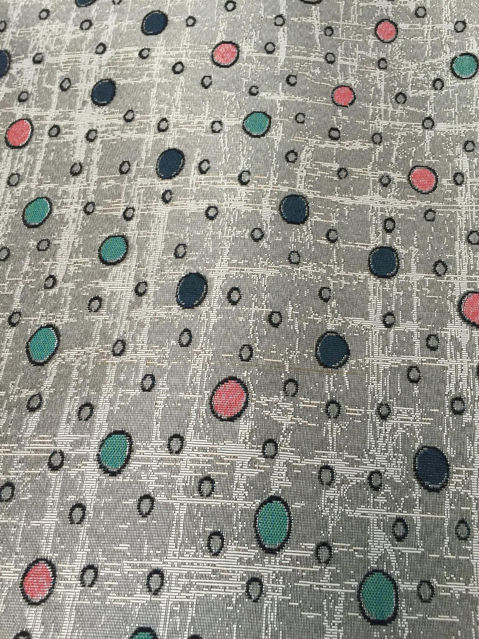 Mid-Century Scattered Circle Jacquard Decorative Fabric, U501B grey colorway fabric face