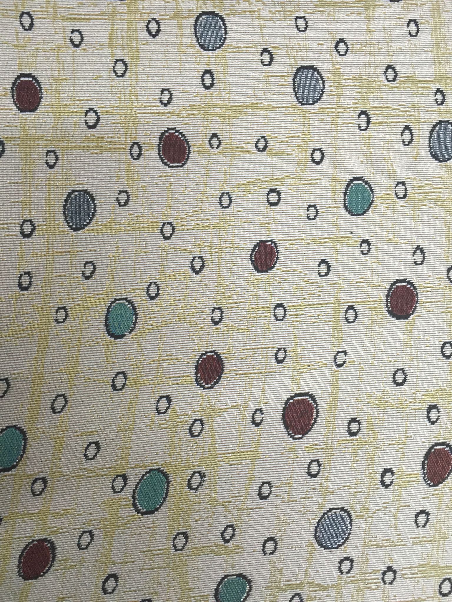 Mid-Century Scattered Circle Jacquard Decorative Fabric, U501B ivory colorway fabric face