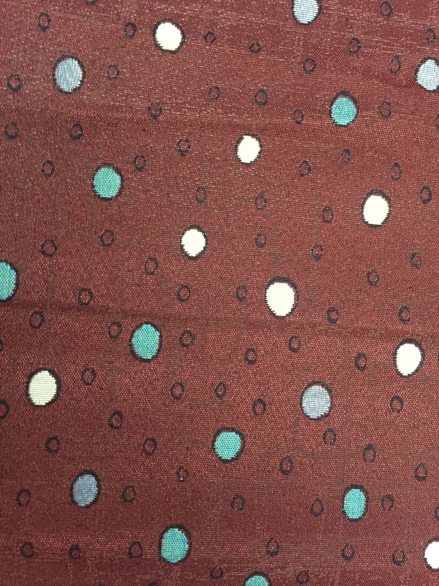 Mid-Century Scattered Circle Jacquard Decorative Fabric, U501B red colorway fabric face
