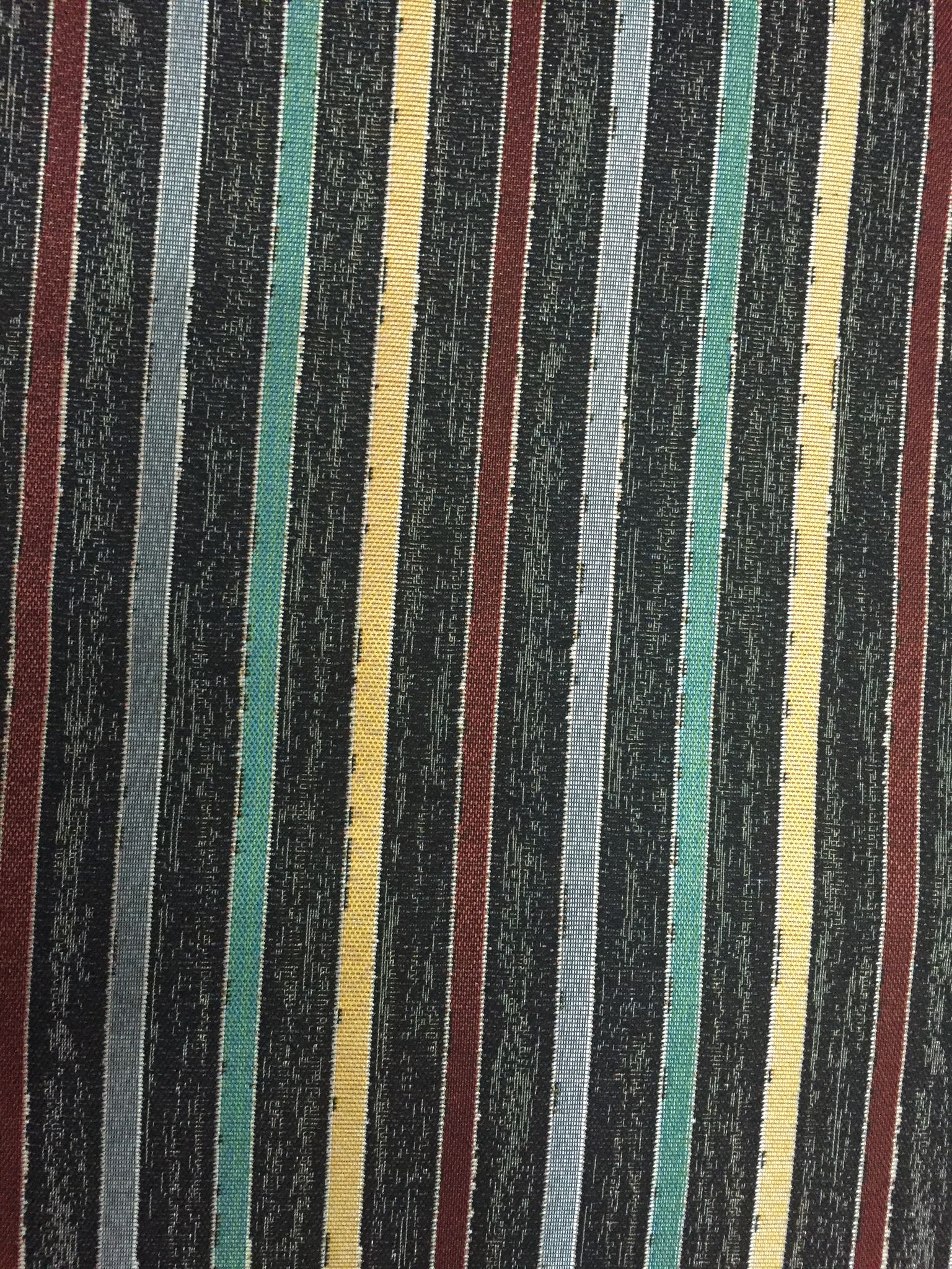 Retro Vertical Stripe Jacquard Decorative Fabric, U501C black colorway fabric face