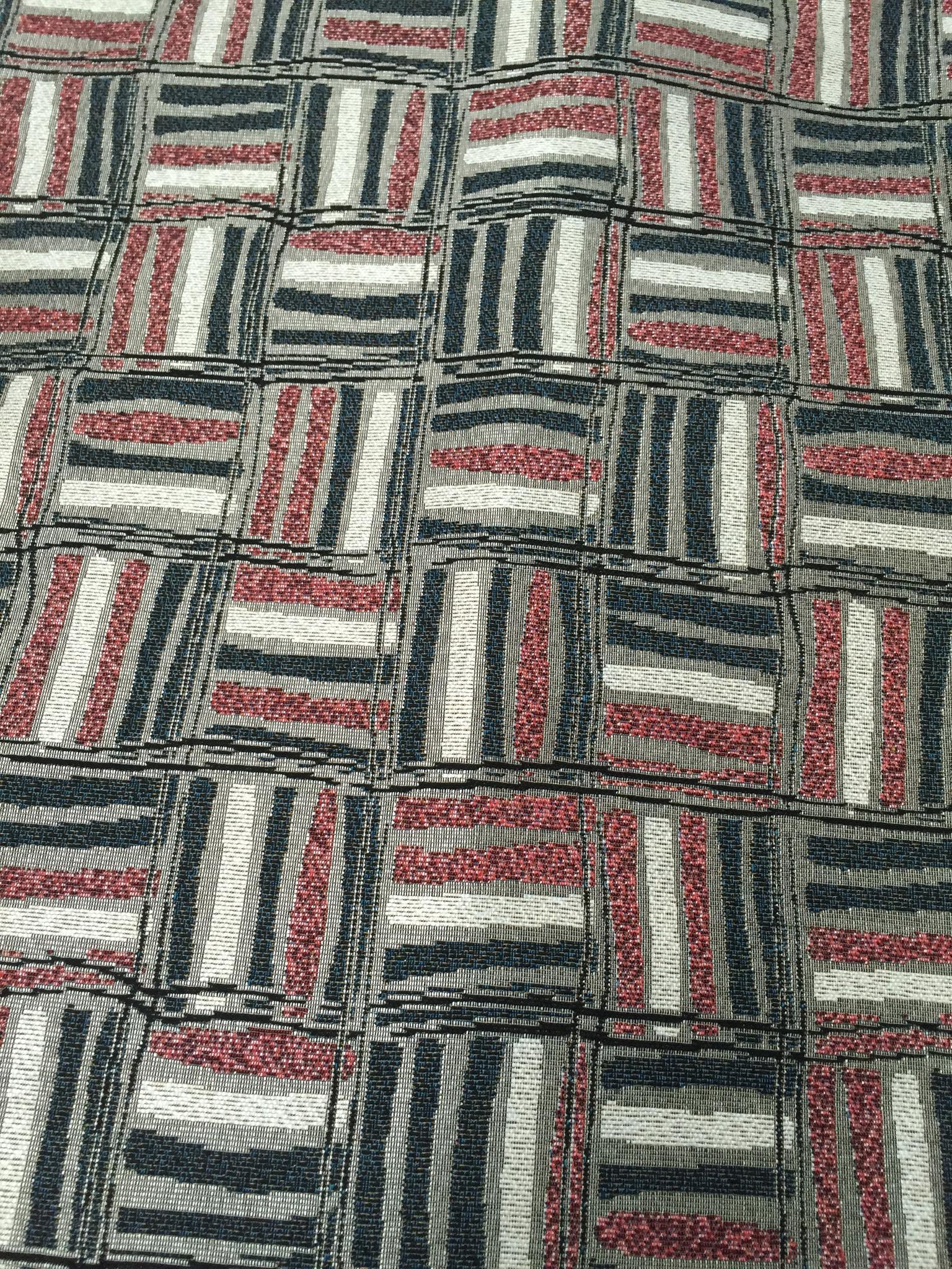 Checkerboard Stripe Block Jacquard Decorative Fabric, U502B grey colorway fabric face