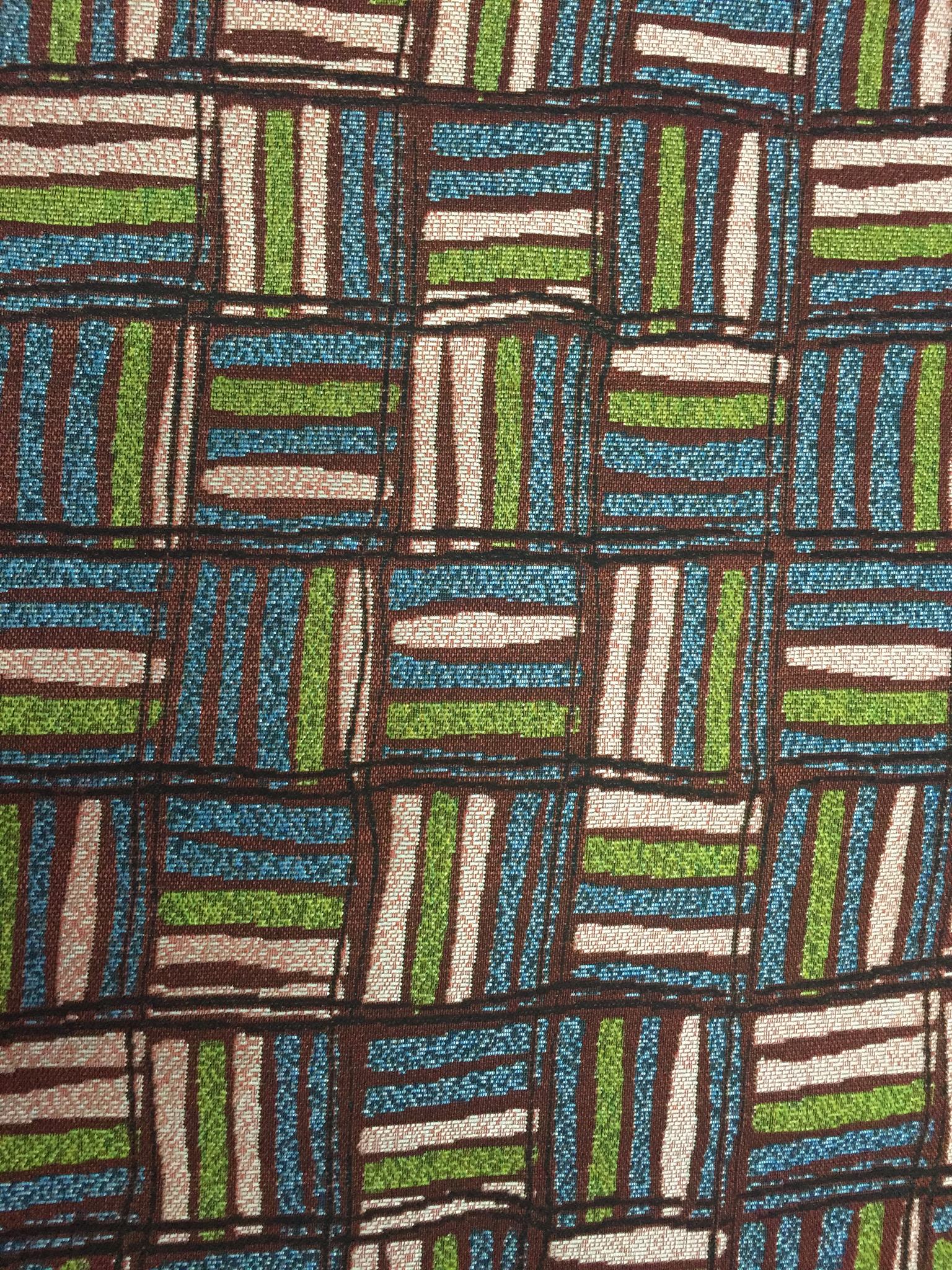 Checkerboard Stripe Block Jacquard Decorative Fabric, U502B red colorway fabric face