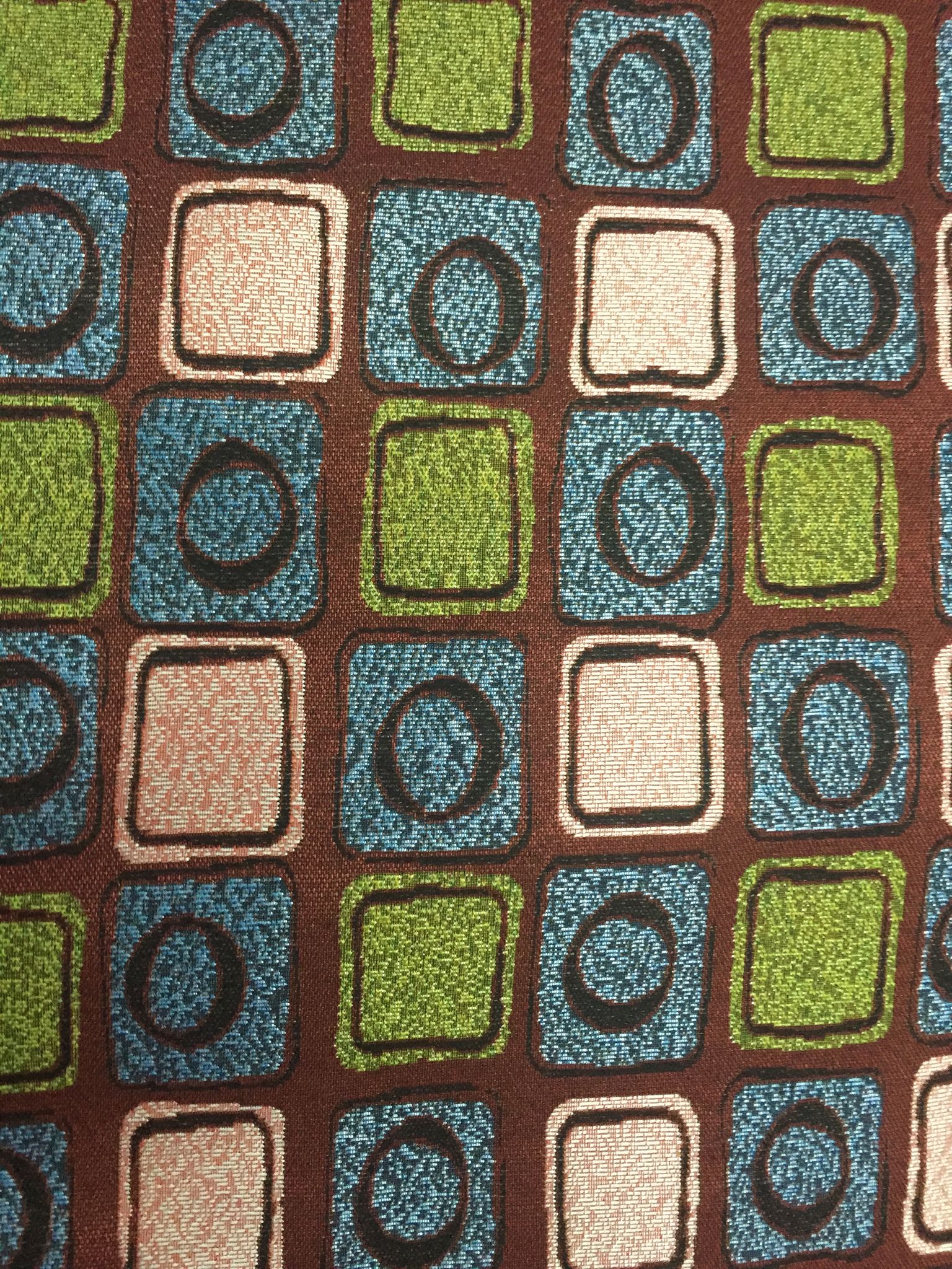 Rounded Block Grid Jacquard Decorative Fabric, U502C red colorway fabric face