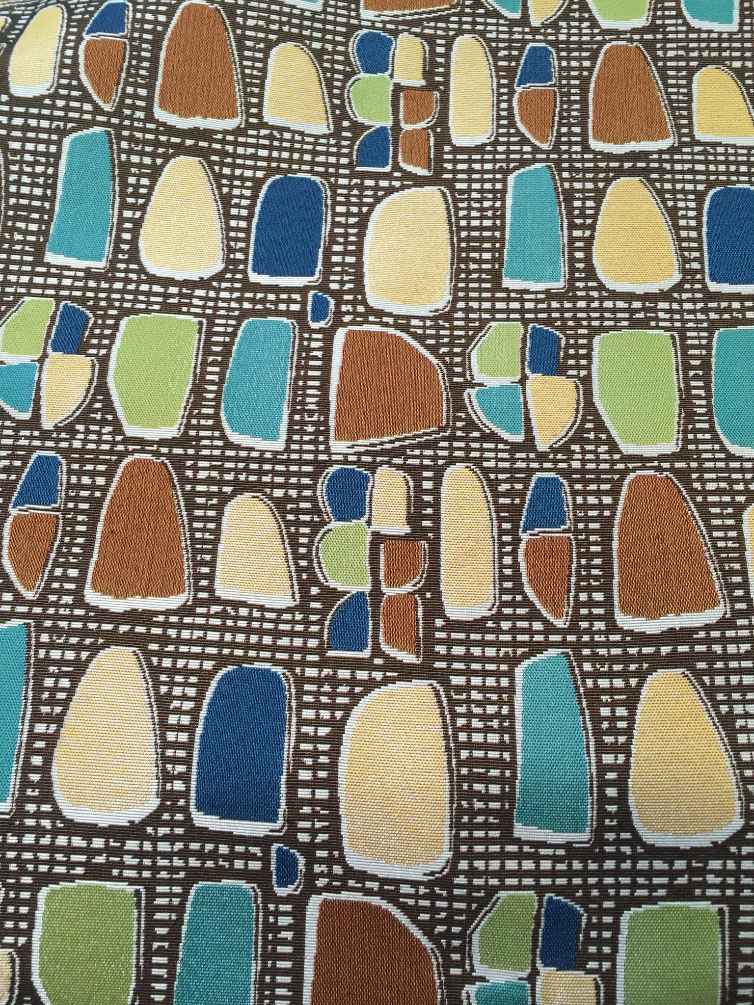 Mid-Century Pebble Shape Jacquard Decorative Fabric, U503A coffee colorway fabric face