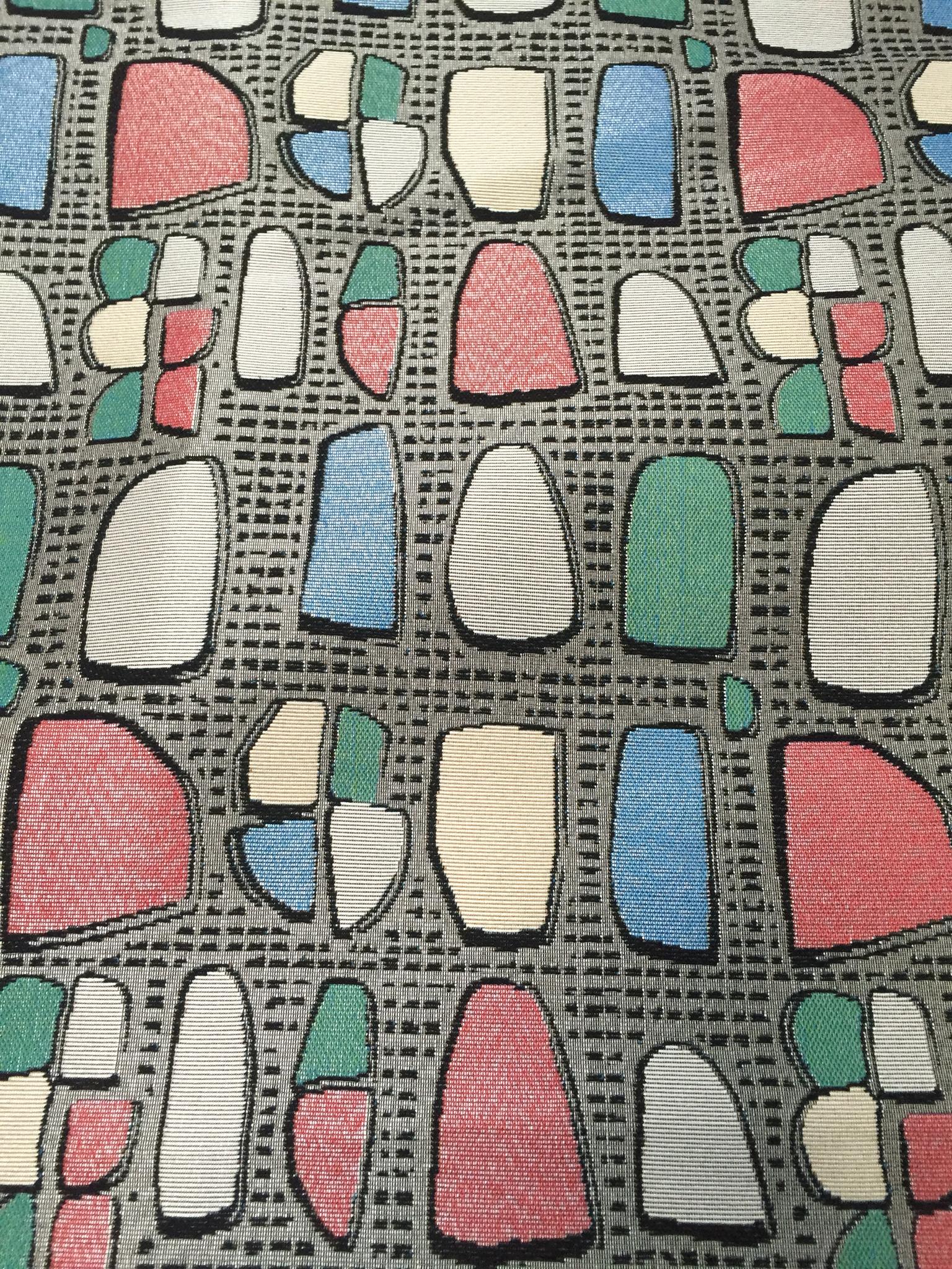 Mid-Century Pebble Shape Jacquard Decorative Fabric, U503A grey colorway fabric face