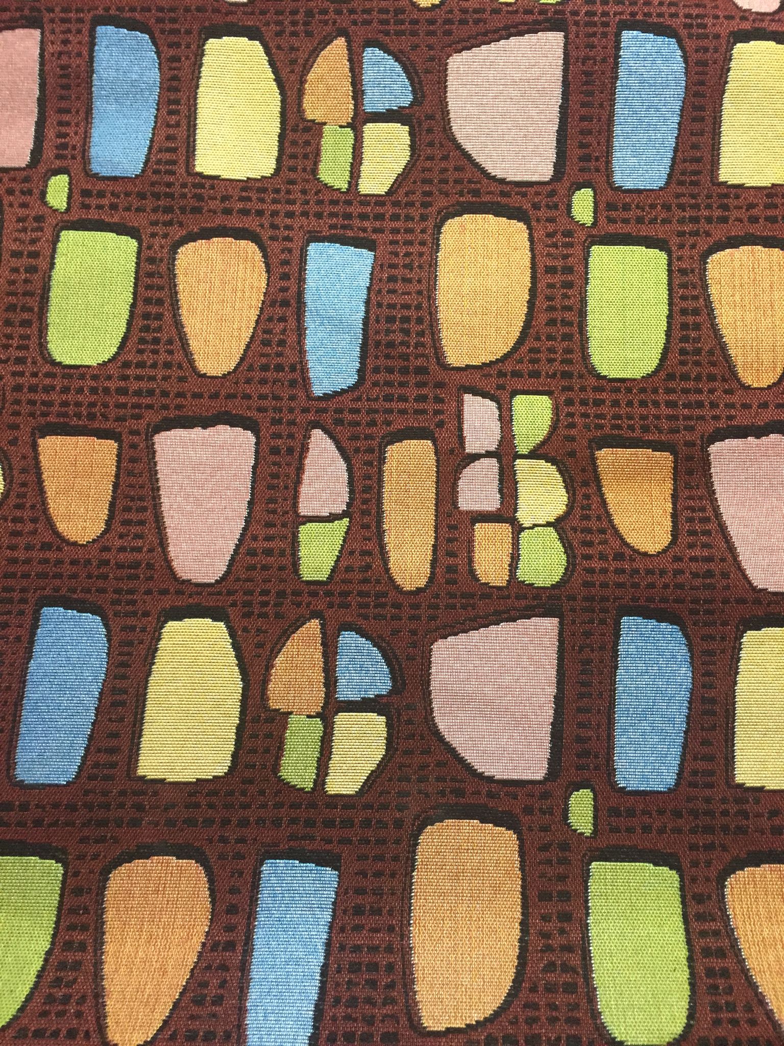 Mid-Century Pebble Shape Jacquard Decorative Fabric, U503A red colorway fabric face