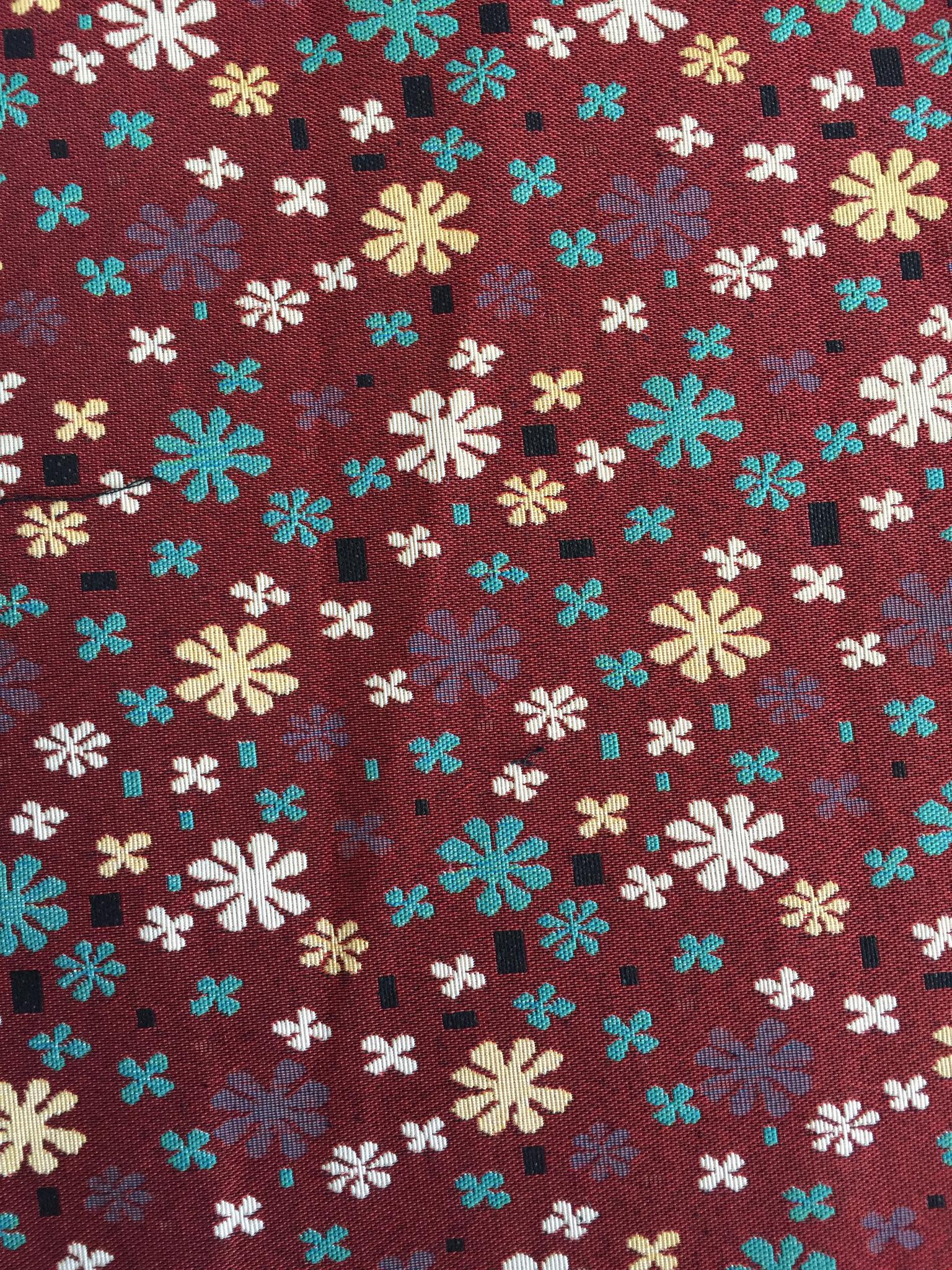 Scattered Folk Flower Jacquard Decorative Fabric, U601B red colorway fabric face