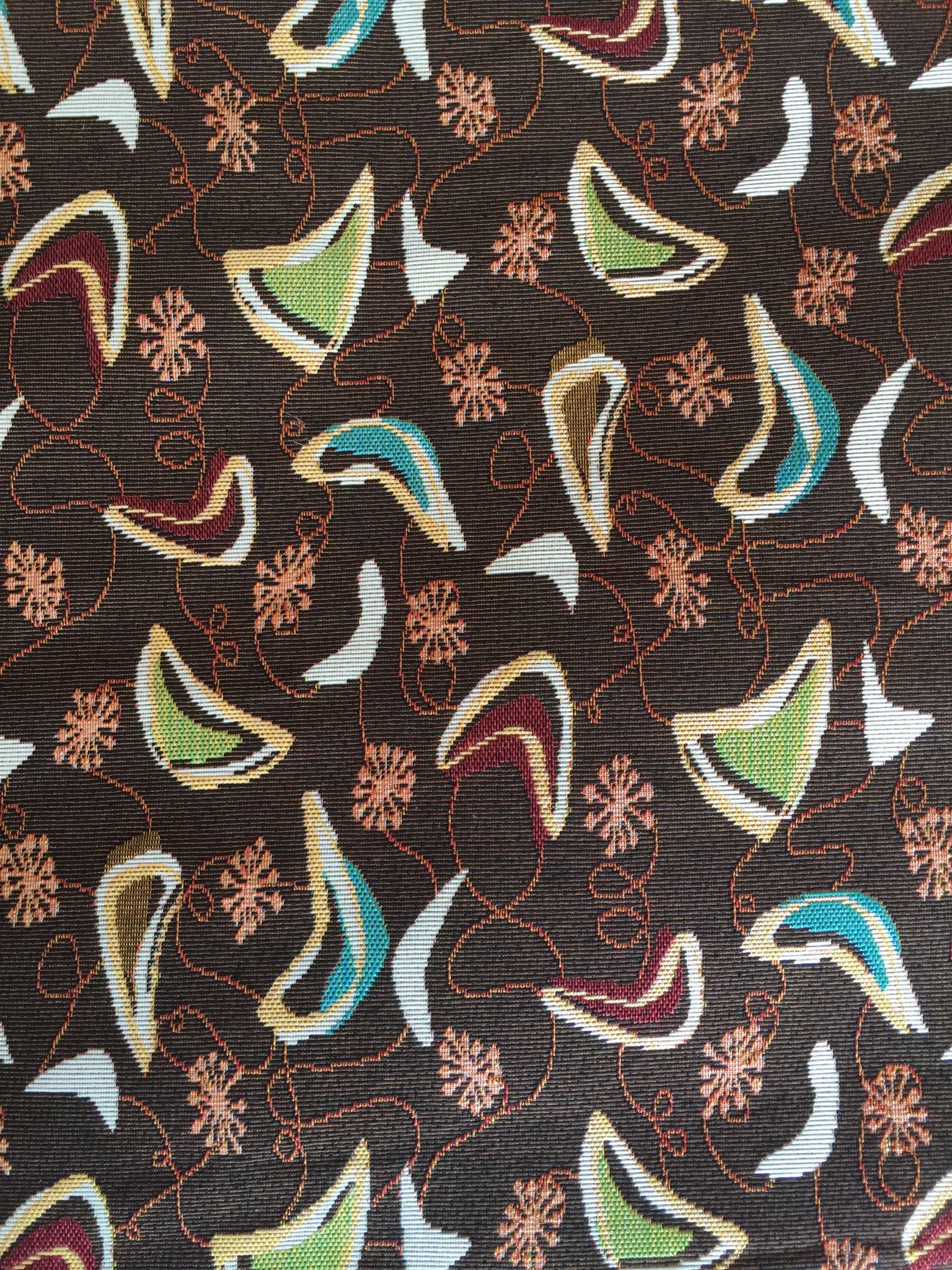 Boomerang Motif Jacquard Decorative Fabric, U602A coffee colorway fabric face