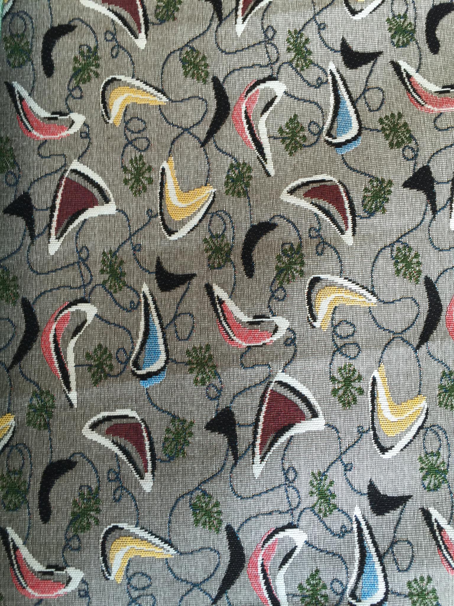 Boomerang Motif Jacquard Decorative Fabric, U602A grey colorway fabric face