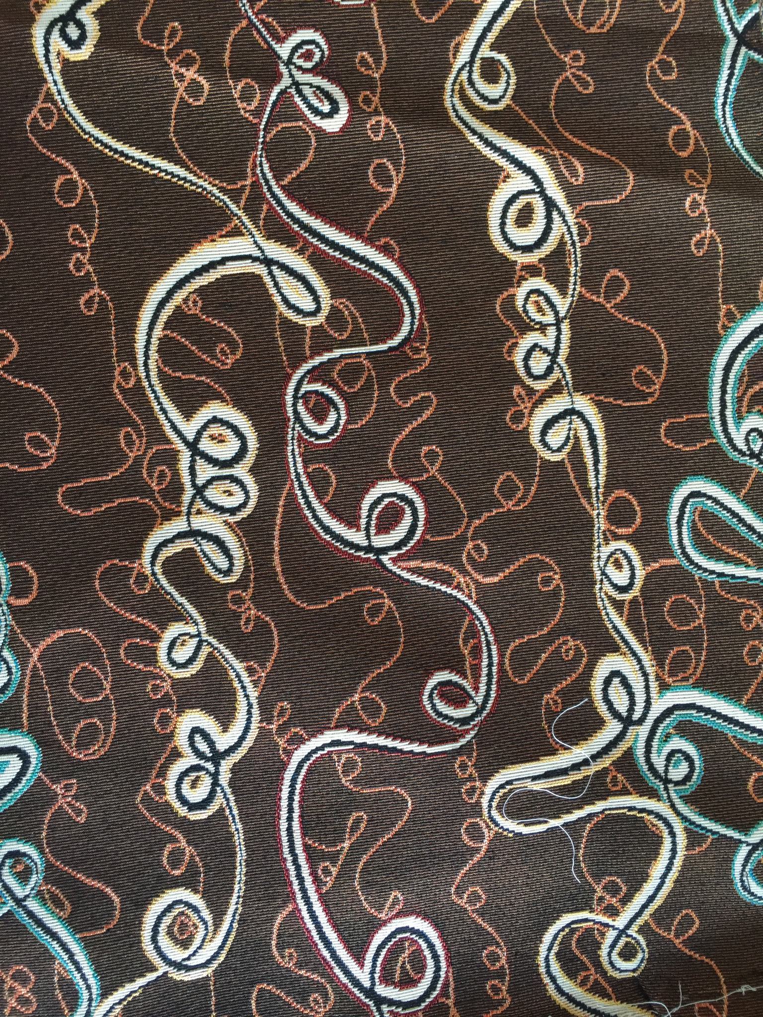 Looping Line Jacquard Decorative Fabric, U602B coffee colorway fabric face