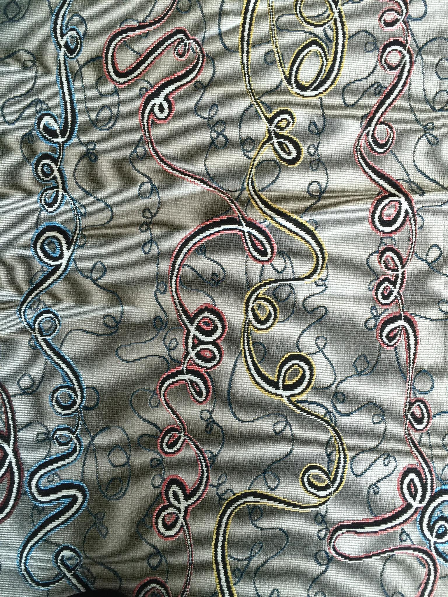 Looping Line Jacquard Decorative Fabric, U602B grey colorway fabric face