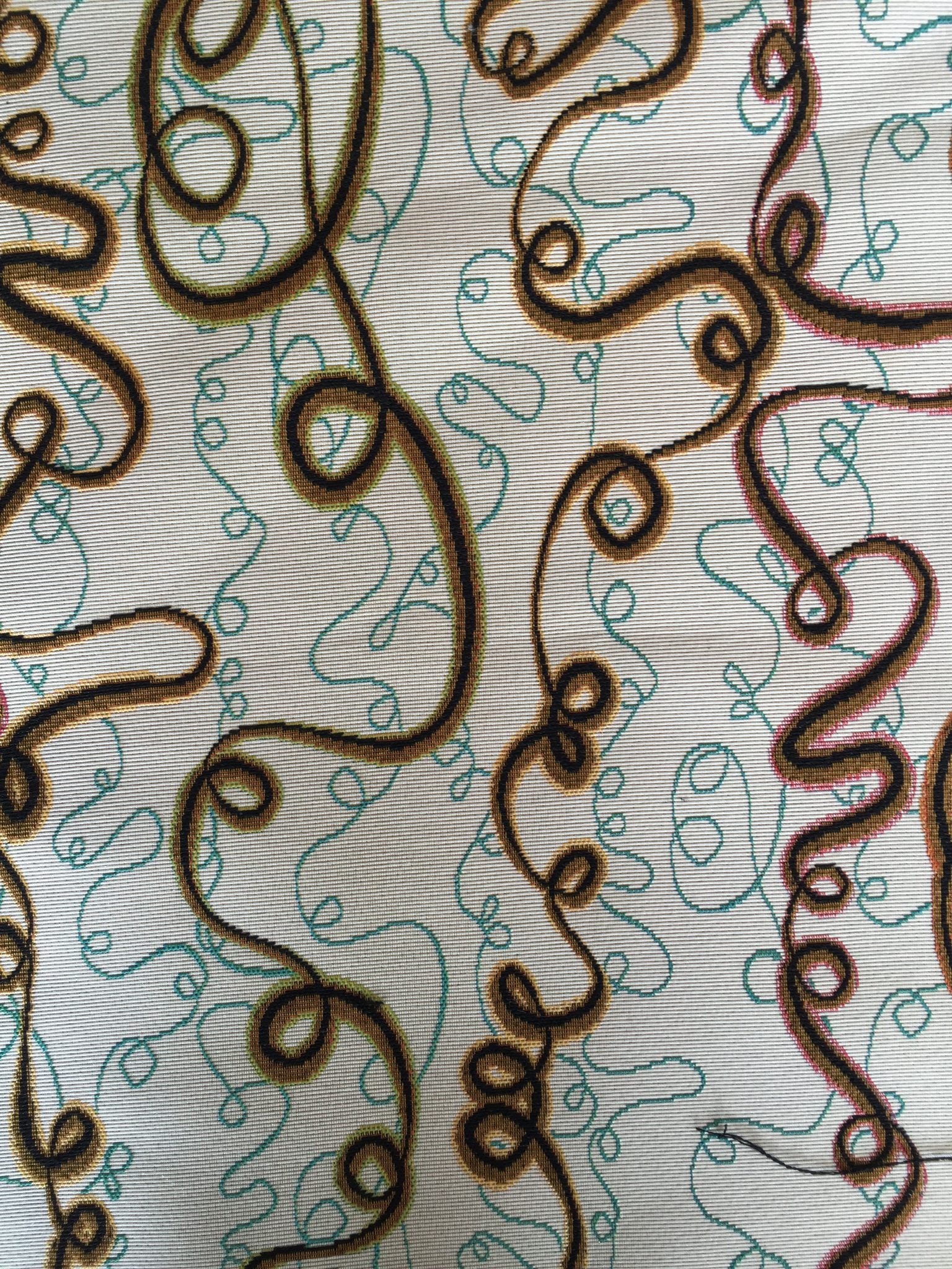Looping Line Jacquard Decorative Fabric, U602B ivory colorway fabric face
