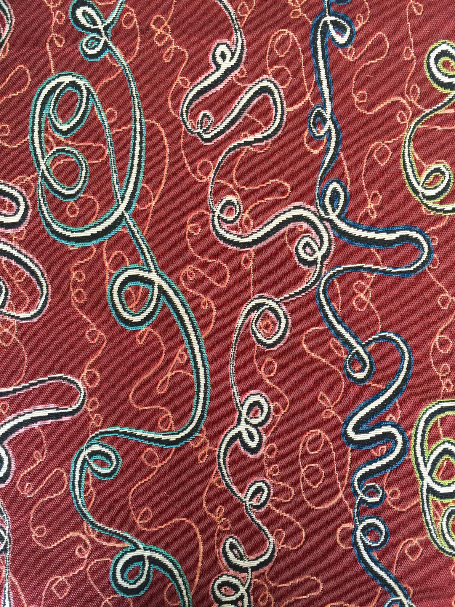 Looping Line Jacquard Decorative Fabric, U602B red colorway fabric face