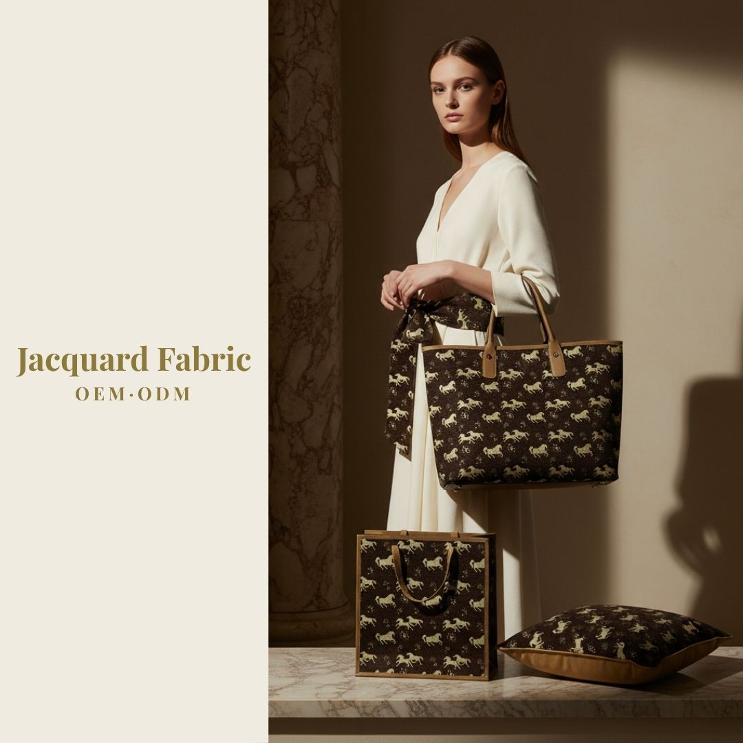 Dark Brown Gold Galloping Horse Chenille Jacquard Fabric | Chenille | 150cm | Wholesale OEM Custom Chenille Jacquard Fabric