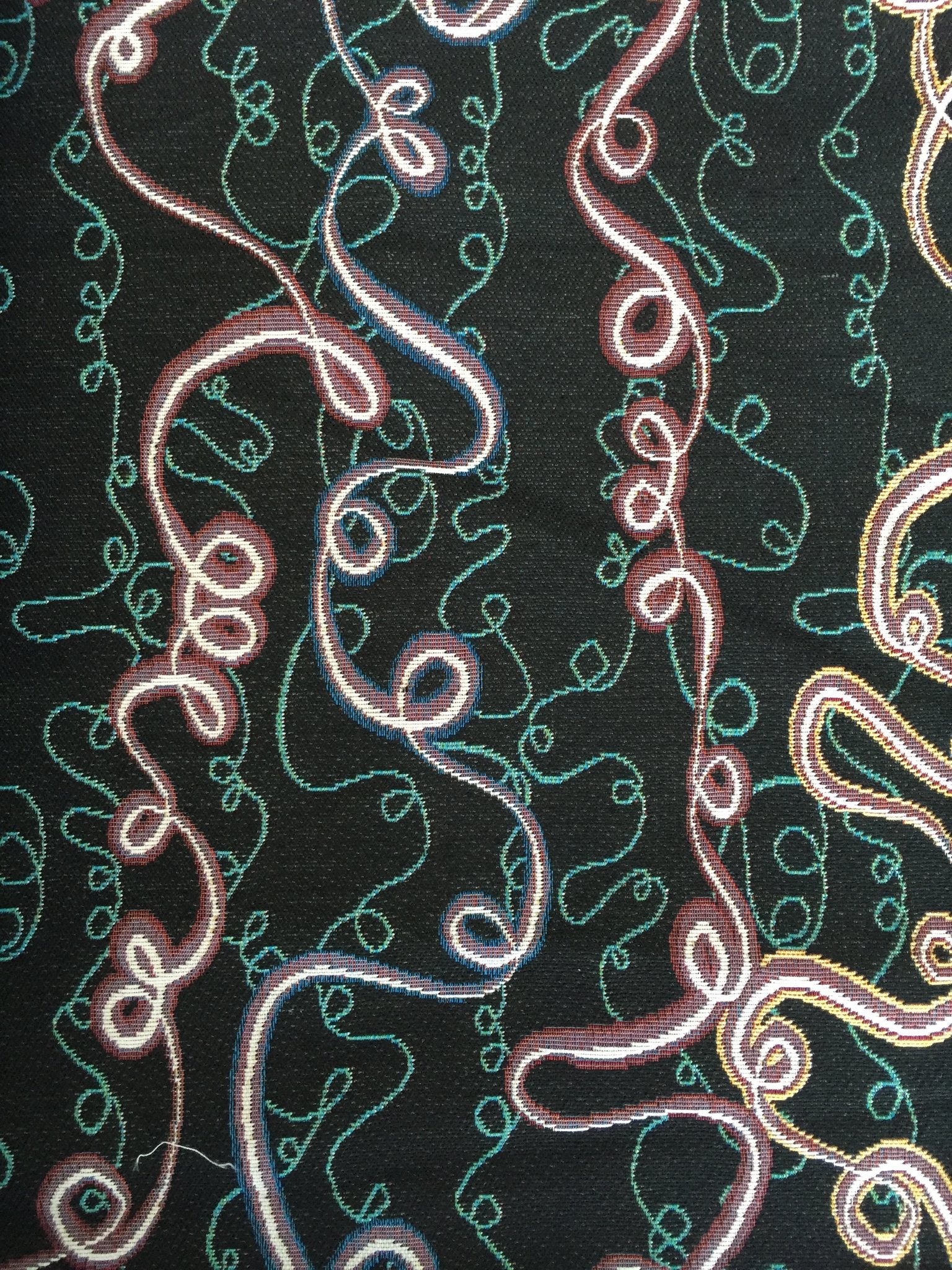 Looping Line Jacquard Decorative Fabric, U602B black colorway fabric face