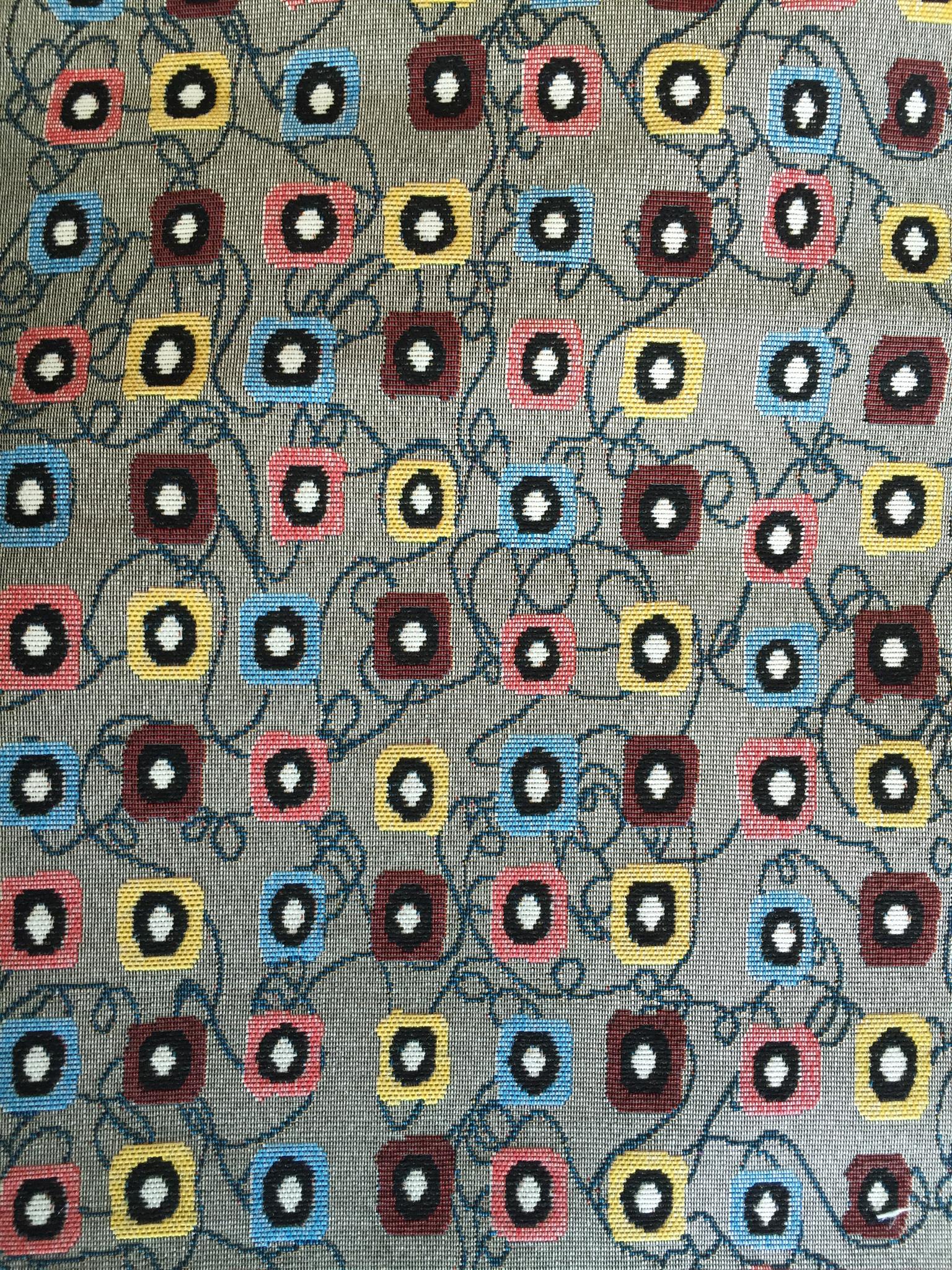 Seed Grid Jacquard Decorative Fabric, U602C grey colorway fabric face